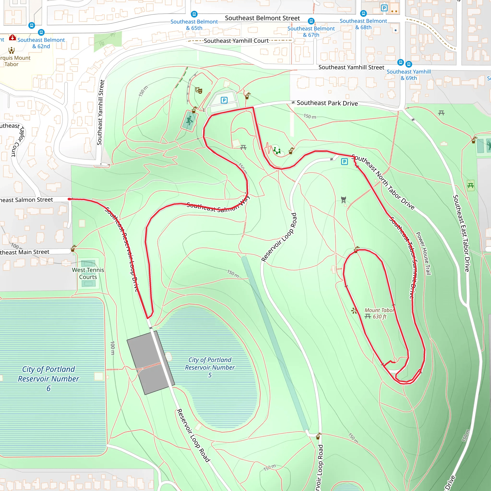 Mount Tabor via red and Blue Trail mobile static map