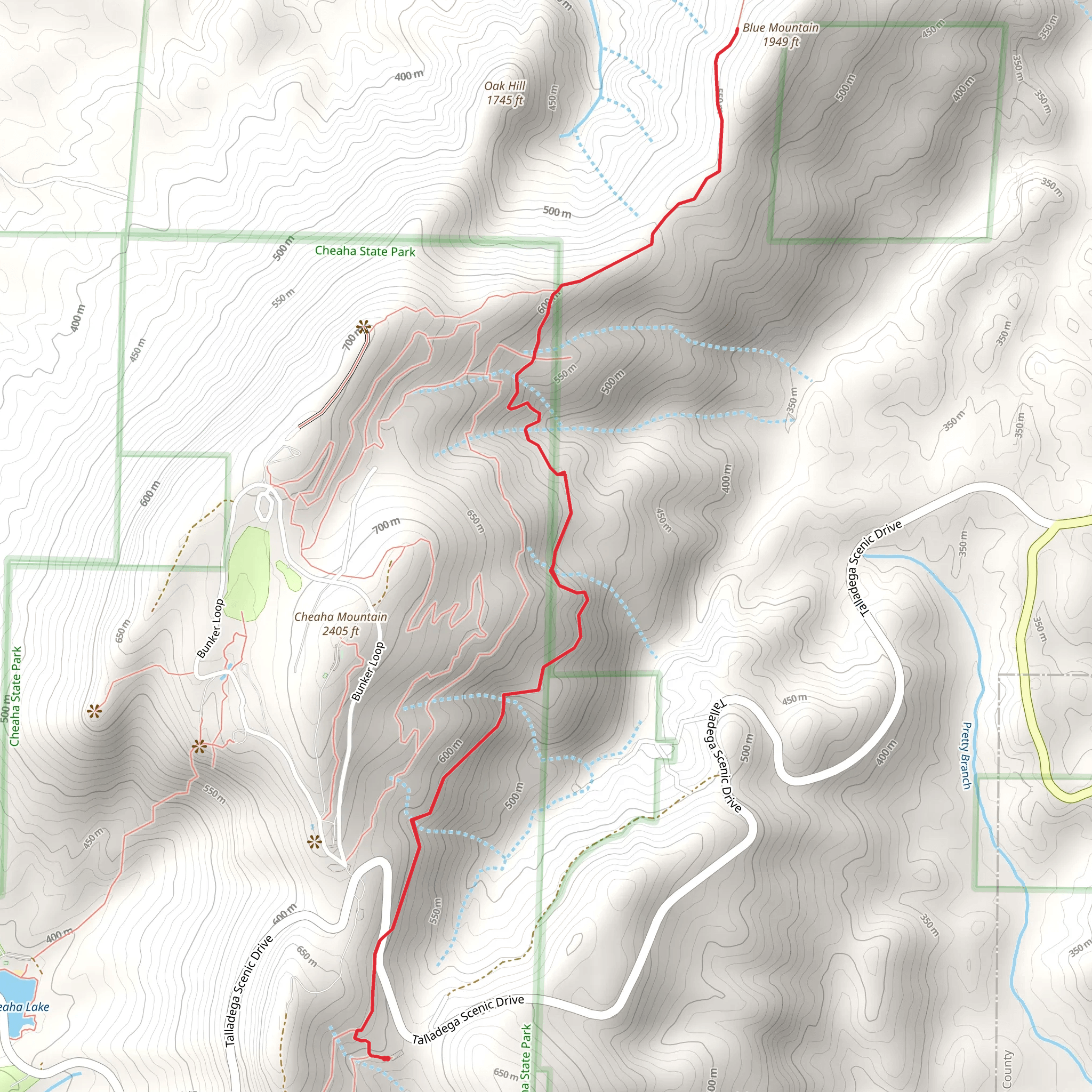 Blue Mountain via Pinhoti Trail mobile static map