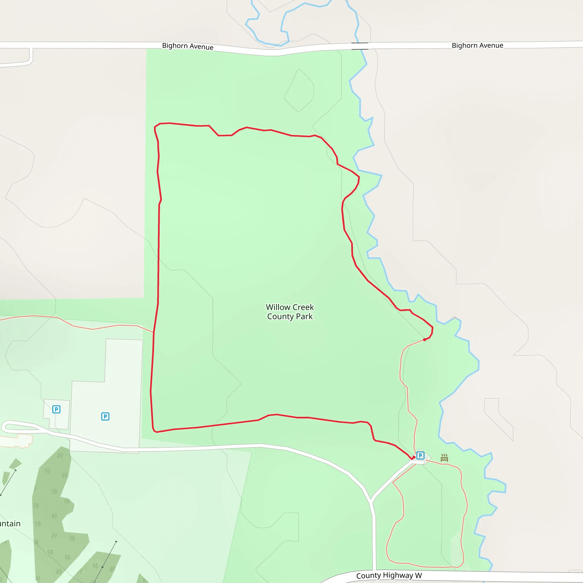 Willow Creek County Park Loop mobile static map