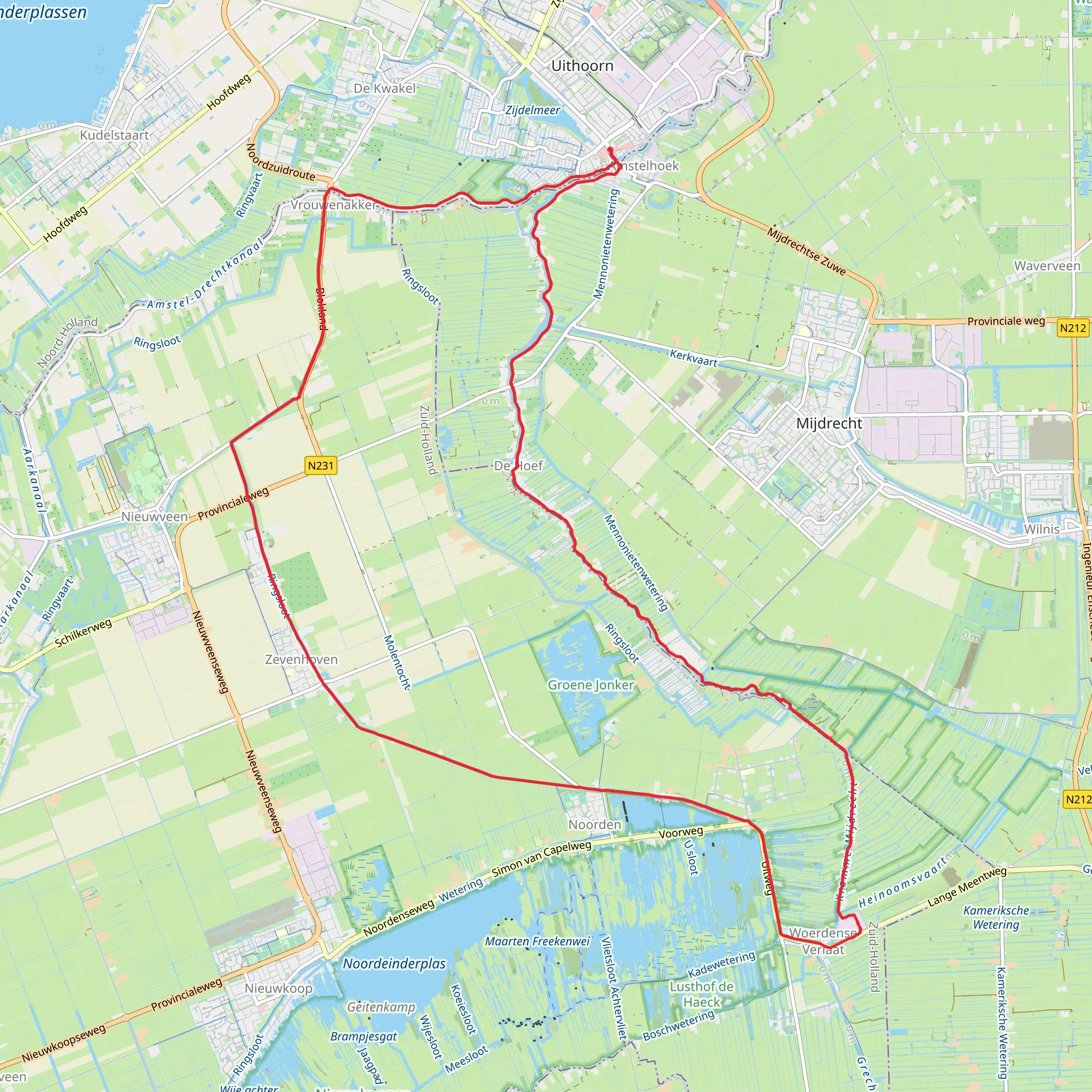Nieuwkoopsche Plassen and De Groene Jonker Loop mobile static map