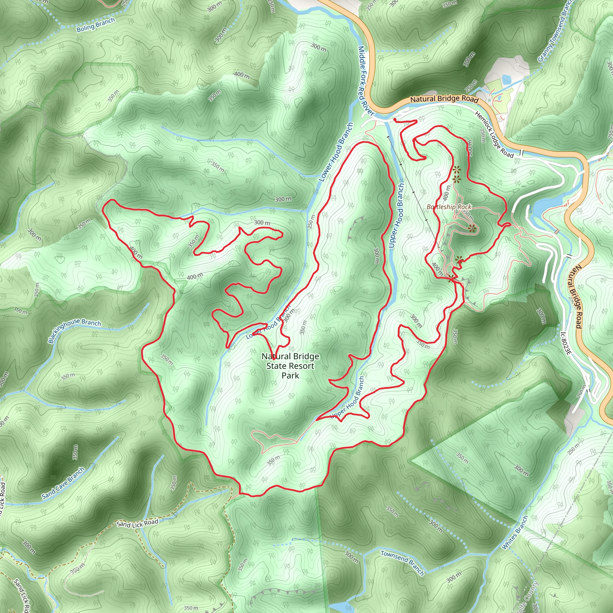 Low Gap, Rock Garden and Hood's Branch Loop Trail mobile static map