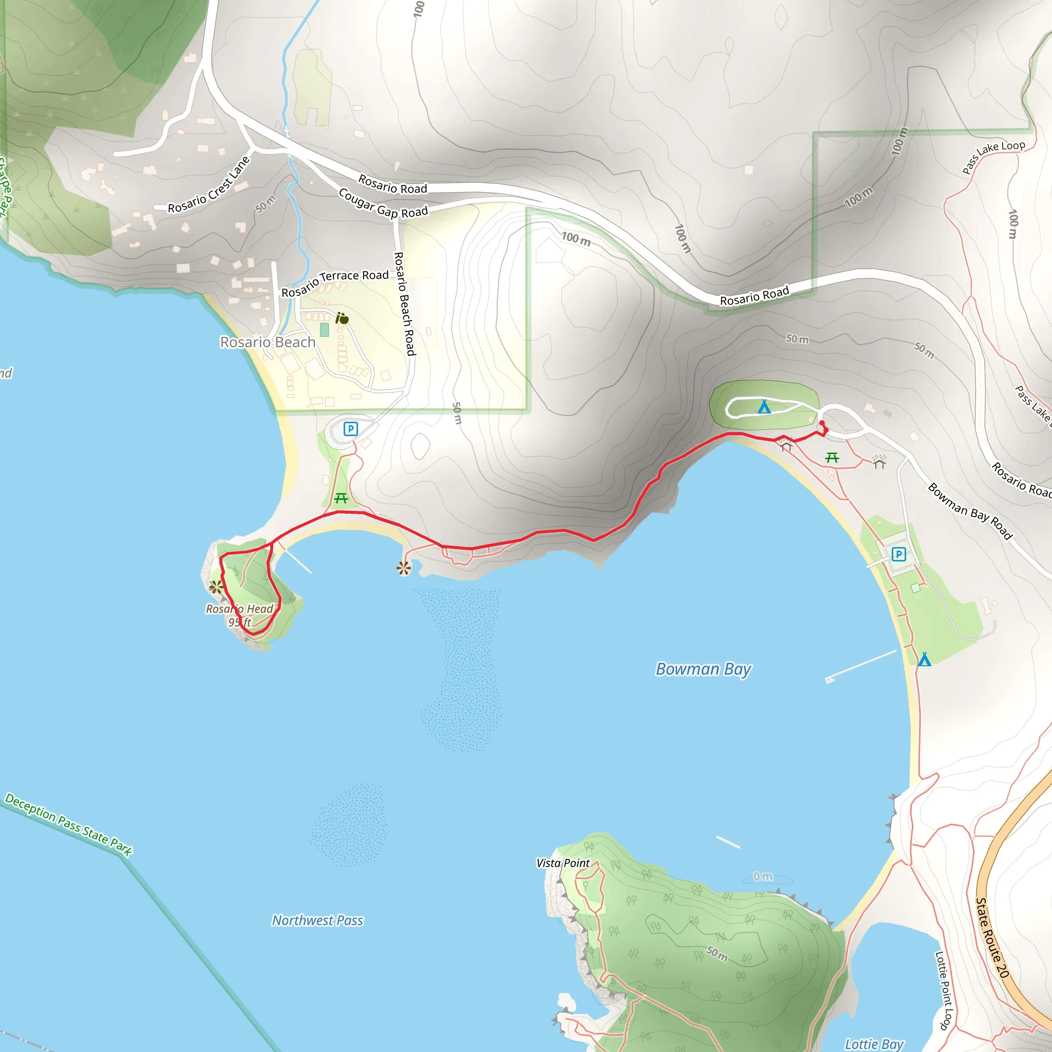 Rosario Head Out and Back mobile static map