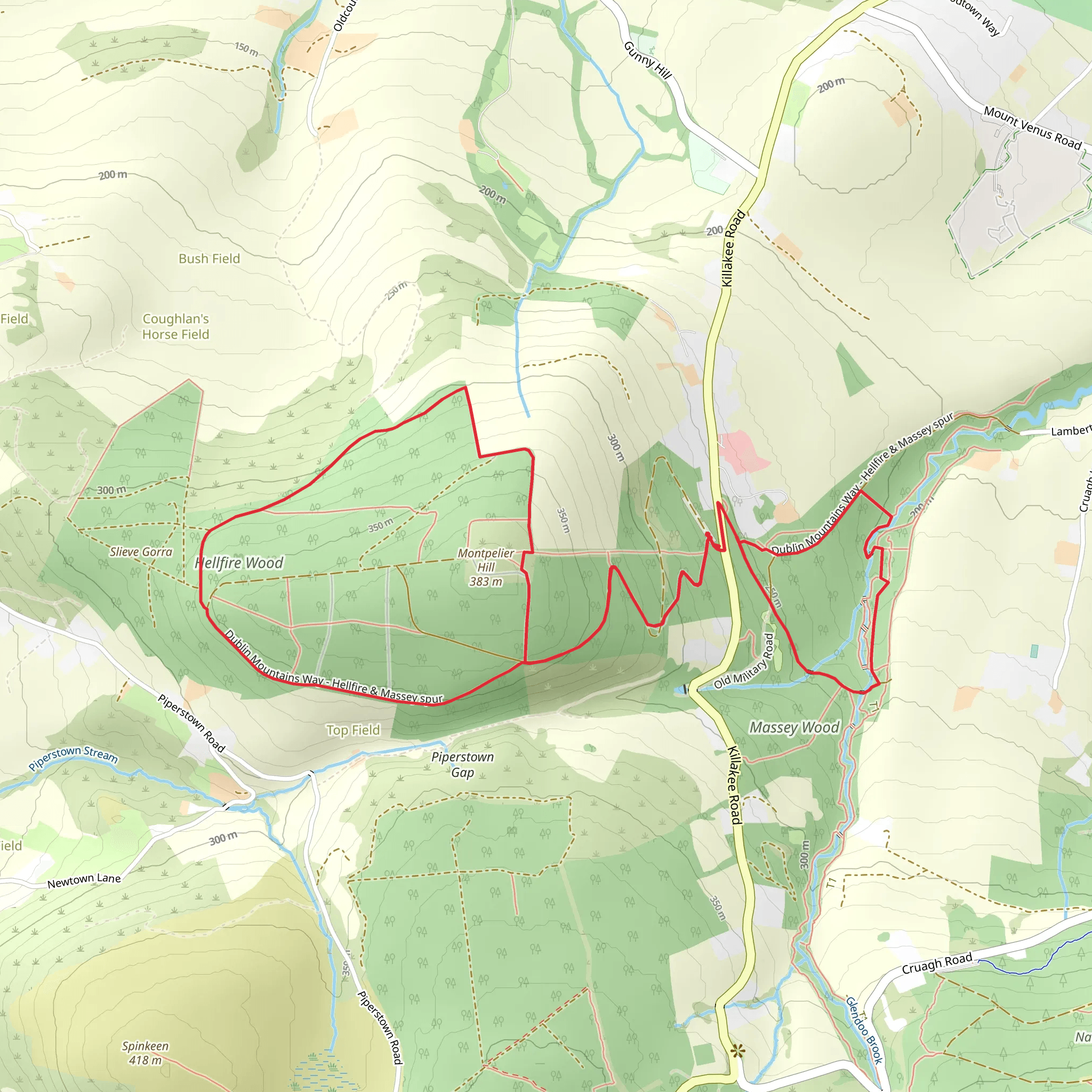 Hell Fire Club And Massey Woods Loop mobile static map