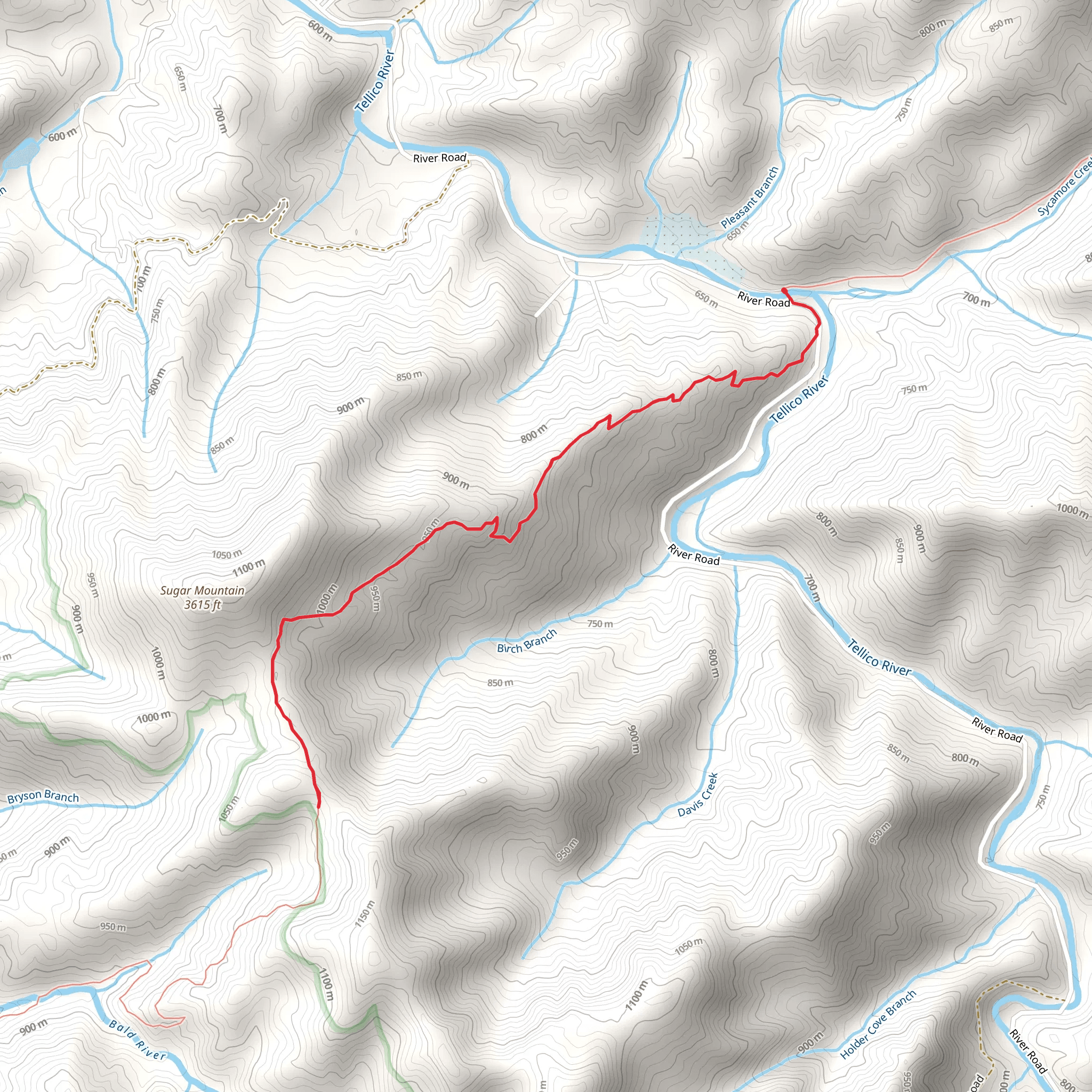 Sugar Mountain via Benton MacKaye Trail mobile static map