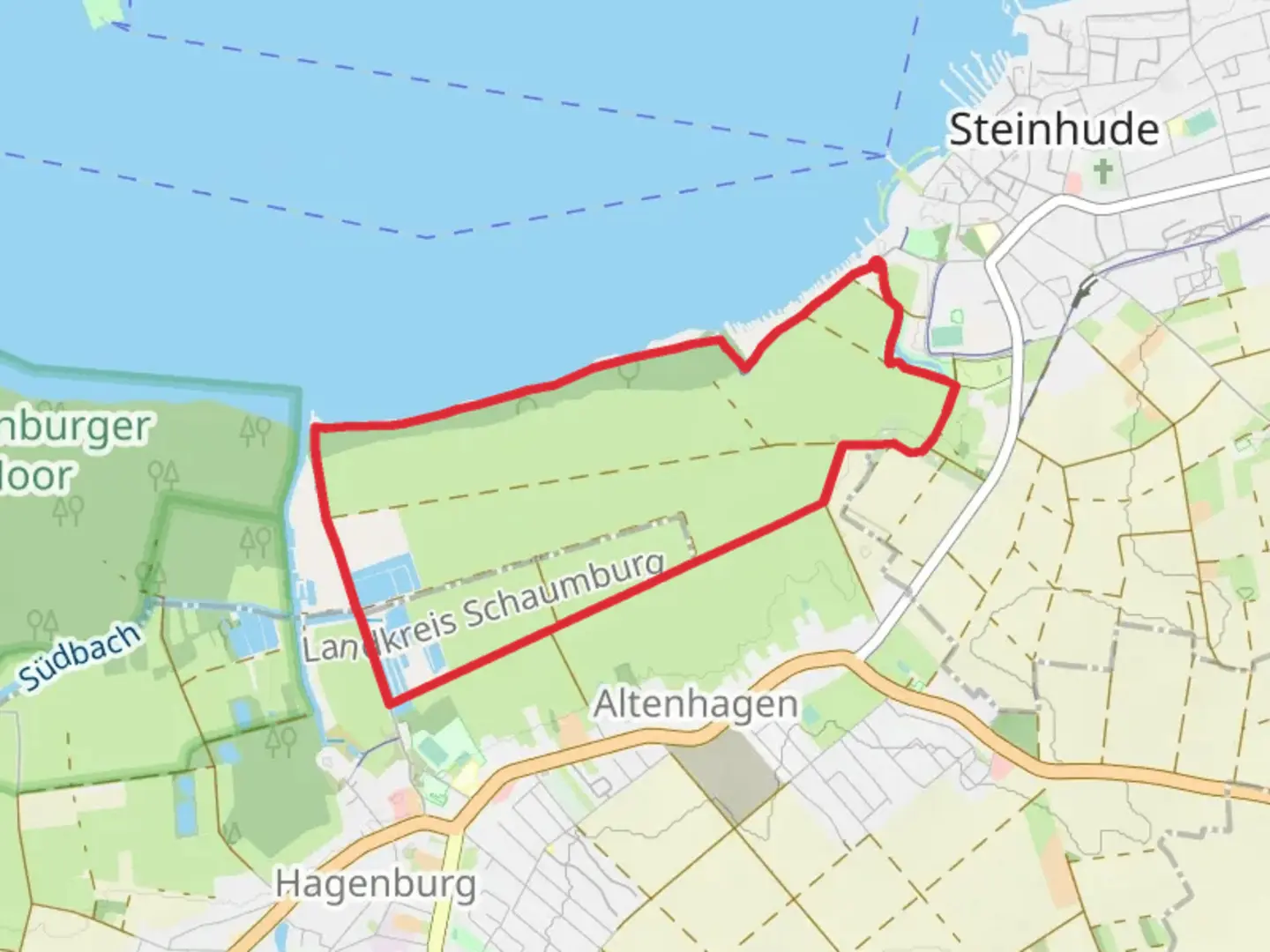 An image depicting the trail Mastendamm Loop and its surrounding area.