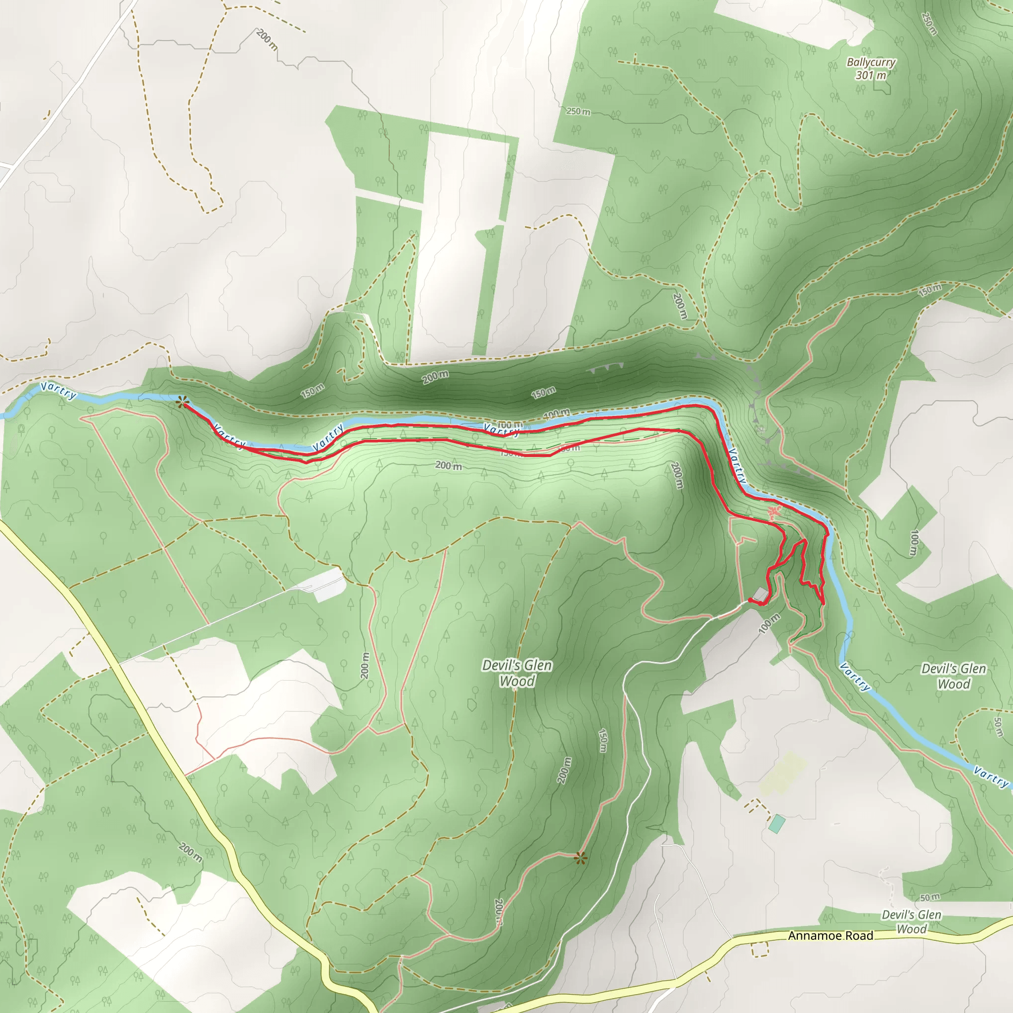 The Devils Glen - Waterfall Walk mobile static map