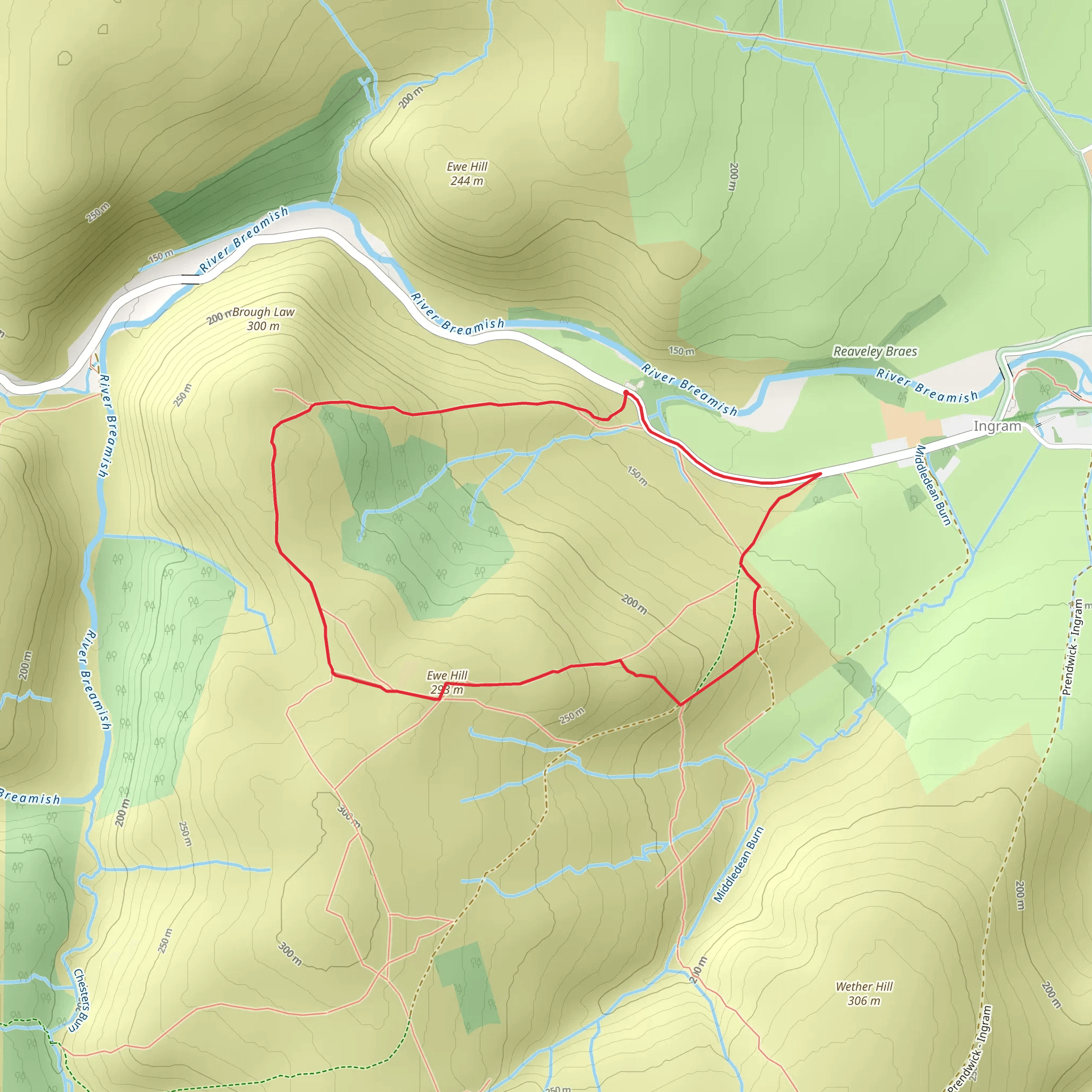 Breamish Valley Hillfort Trail - Short Route mobile static map