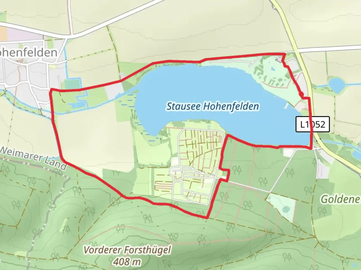 An image depicting the trail Stausee Hohenfelden and Freizeitpark Stausee Hohenfelden Loop and its surrounding area.