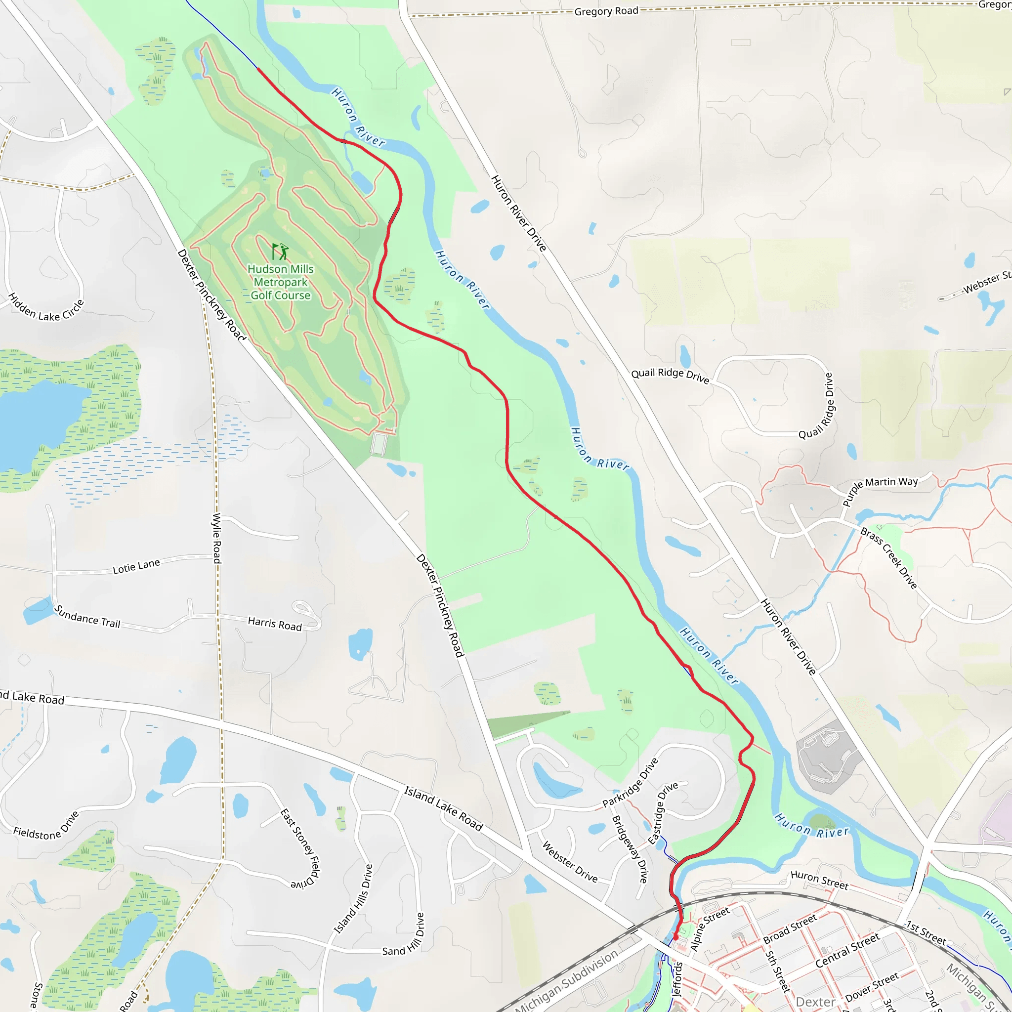 Dexter Huron Mills Washtenaw B2B Trail mobile static map