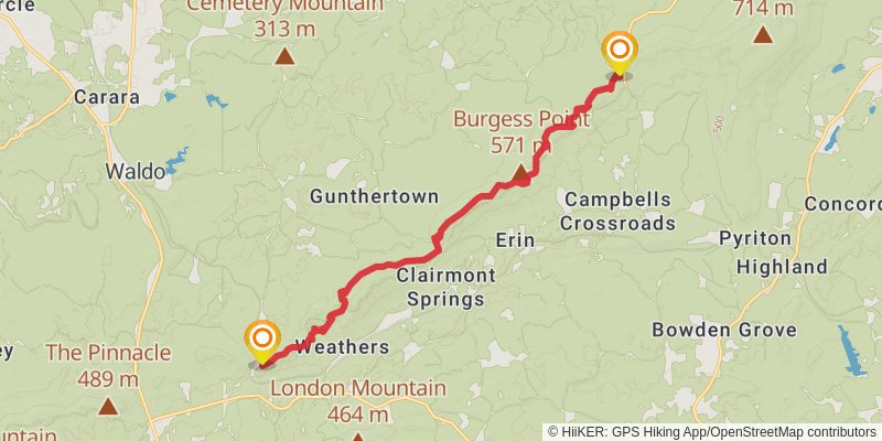 Great Eastern Trail (Incomplete) stage 25 Map