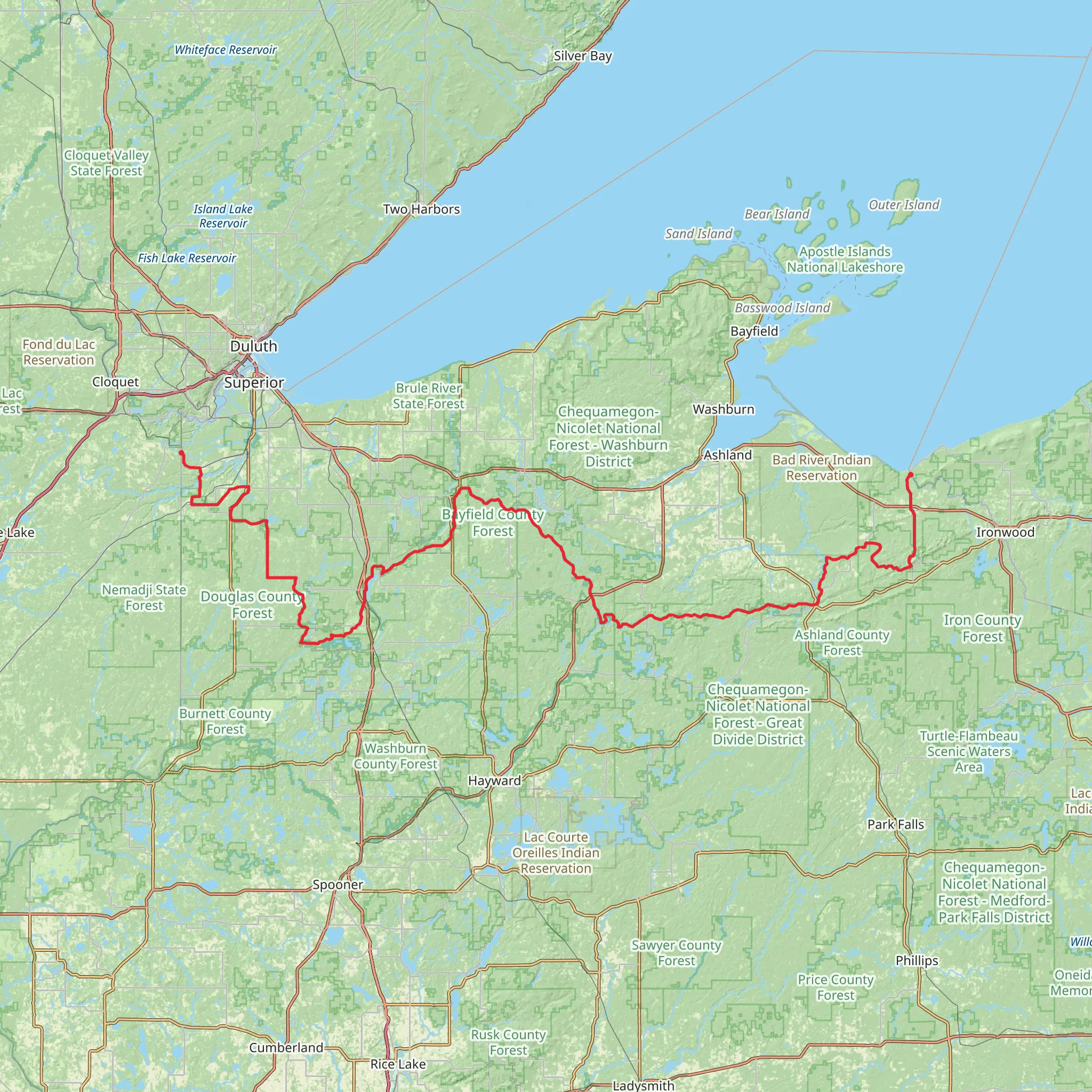 North Country Trail - Wisconsin mobile static map