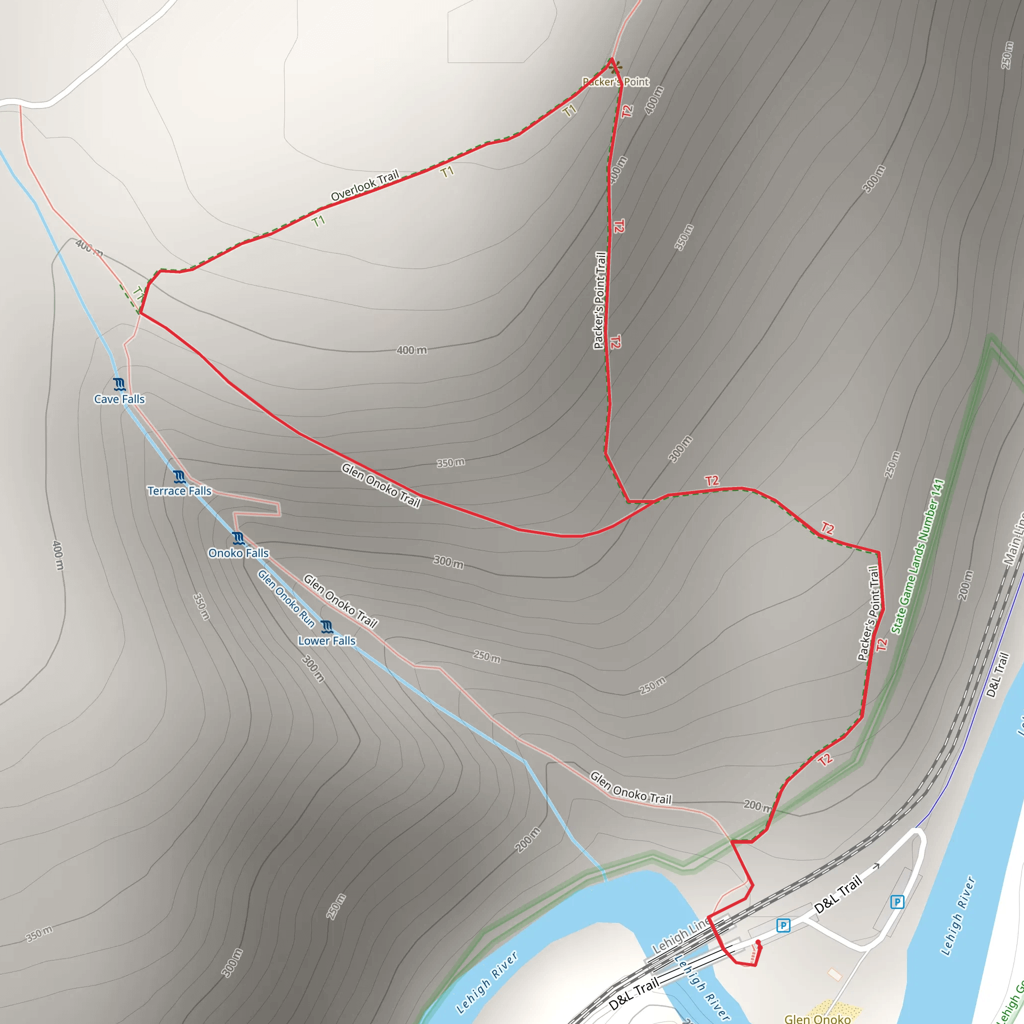 Glen Onoko Loop Trail mobile static map