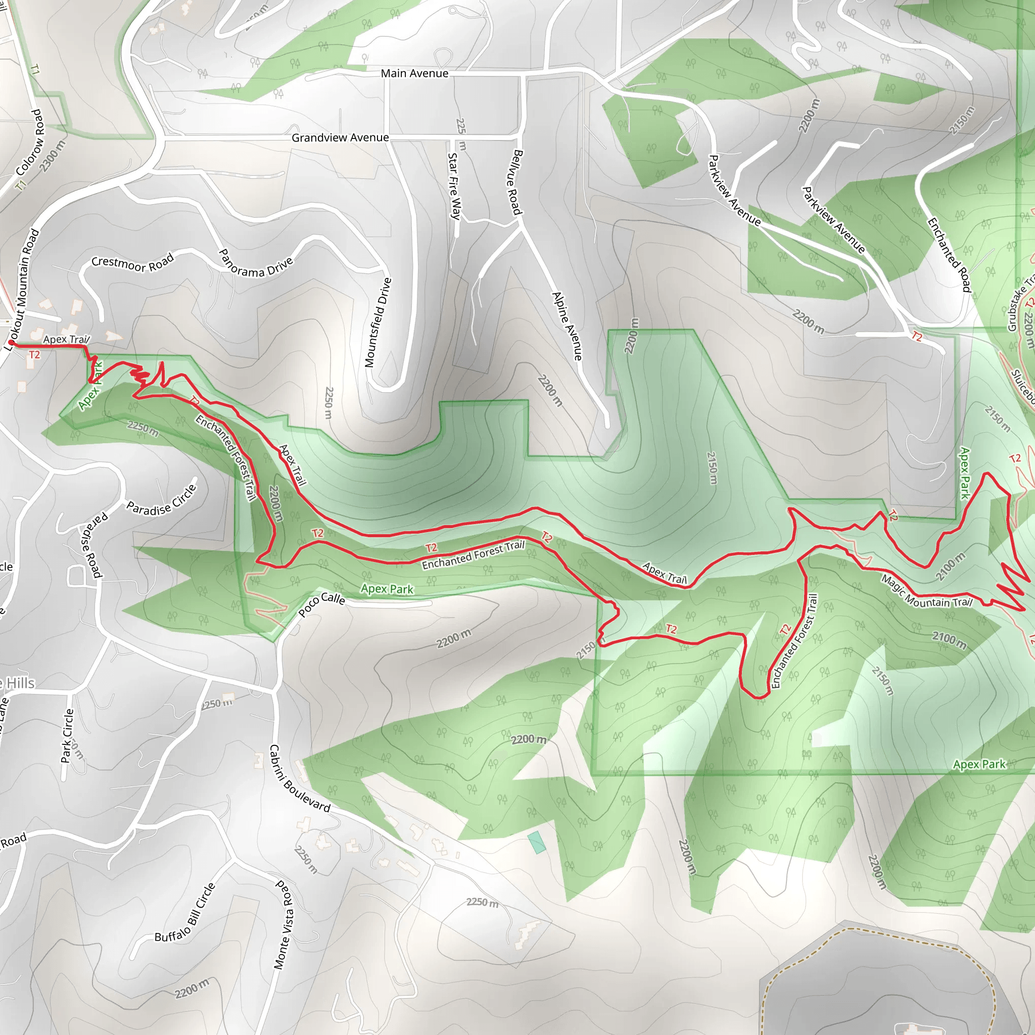 Apex Trail and Enchanted Forest Loop Trail mobile static map