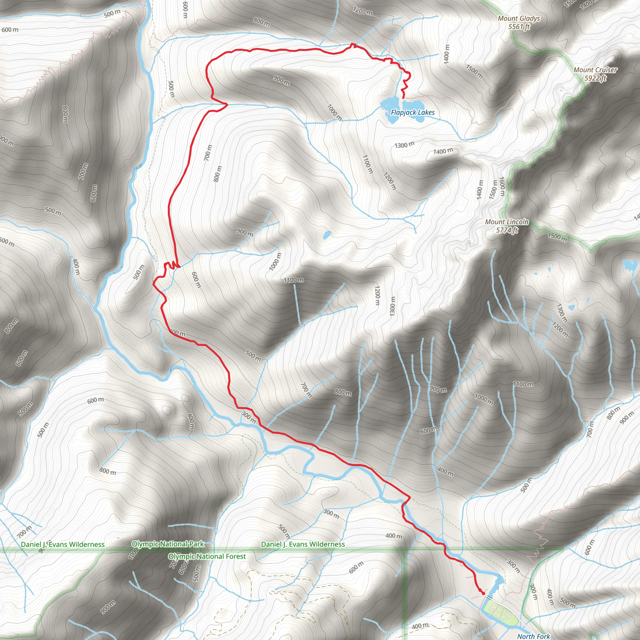 Flapjack Lake via Staircase Rapids Nature Trail mobile static map
