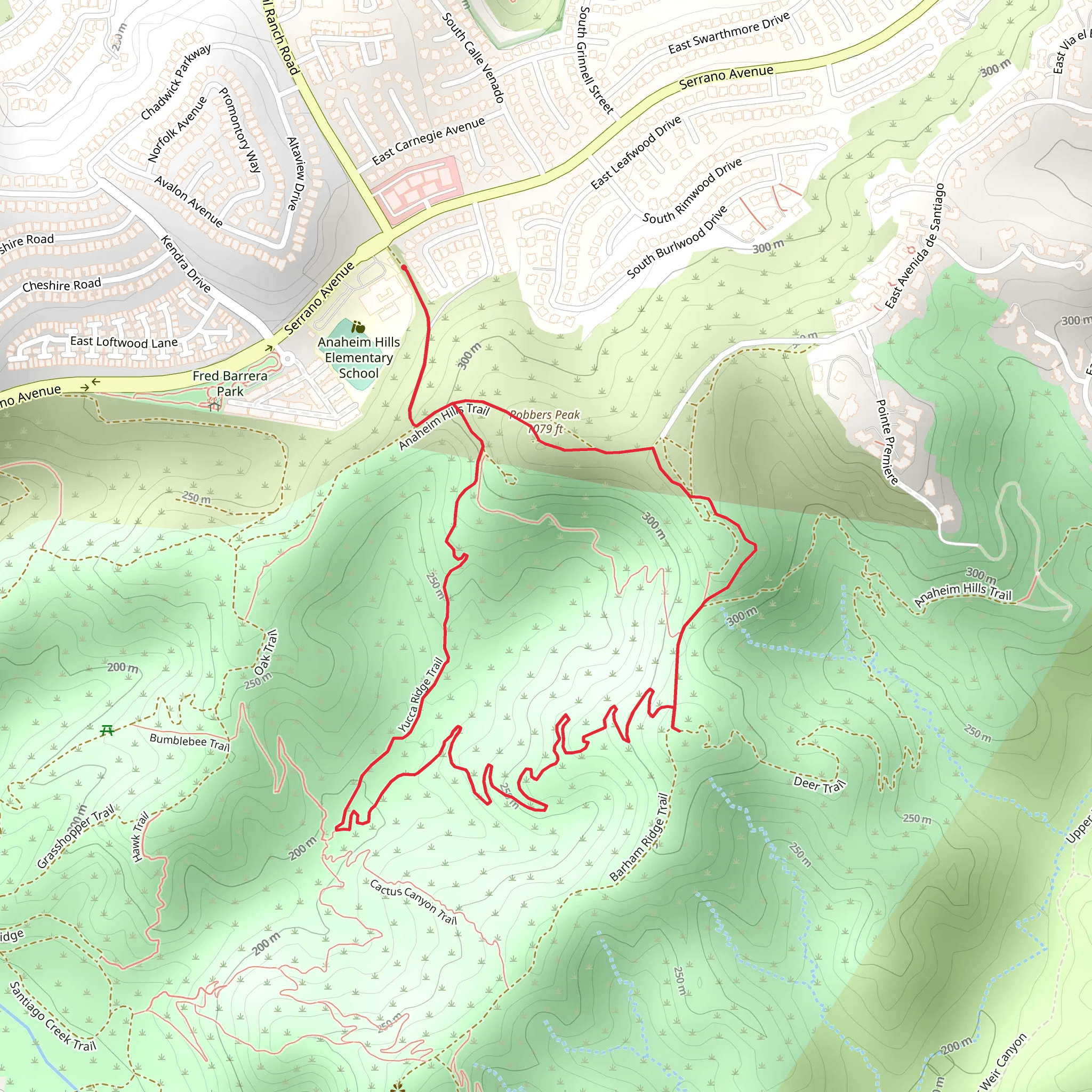 Robbers Peak - Barham Ridge - Coachwhip - Yucca Ridge Loop Trail mobile static map