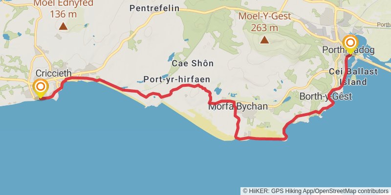 Llyn Peninsula Coastal Path stage 8 Map