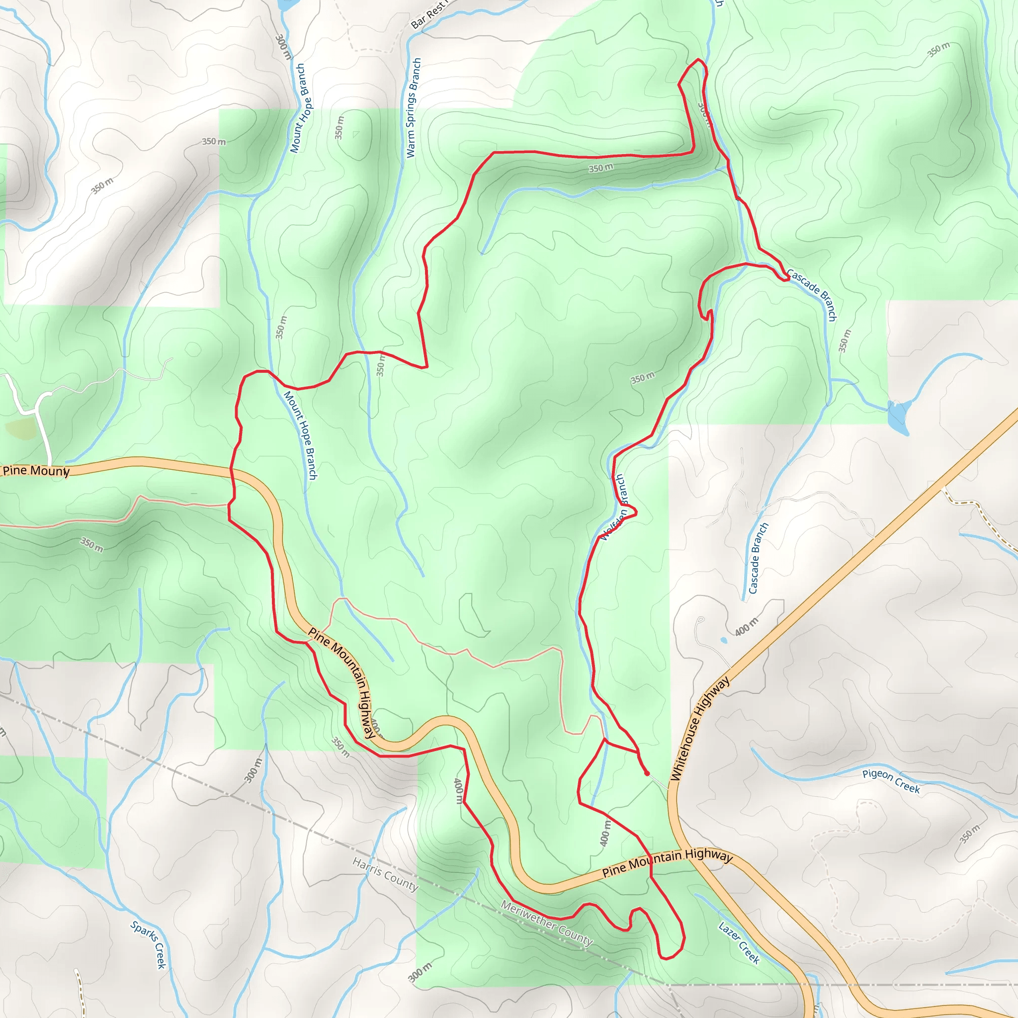 Pine Mountain Trail and White Candle Trail Loop mobile static map