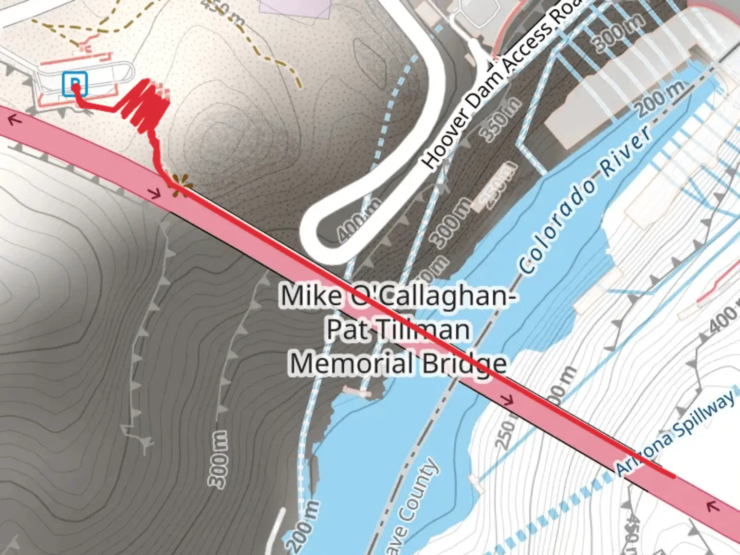 An image depicting the trail Mike O'Callaghan - Pat Tillman Memorial Bridge Walkway and its surrounding area.