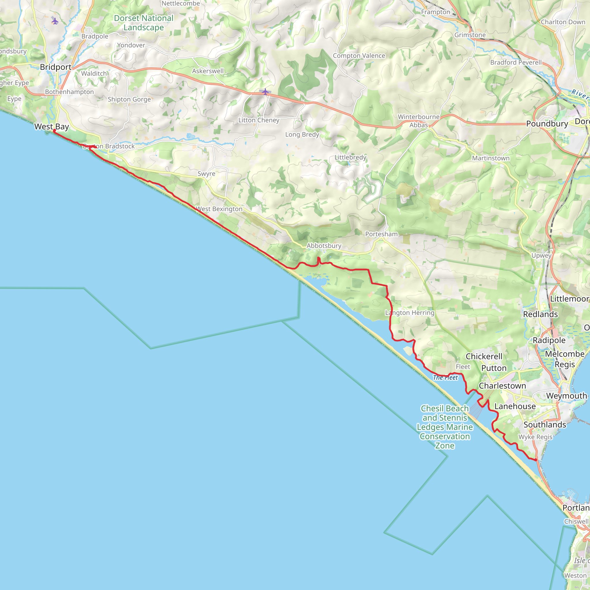 Chesil Beach and West Dorset Heritage Coast mobile static map