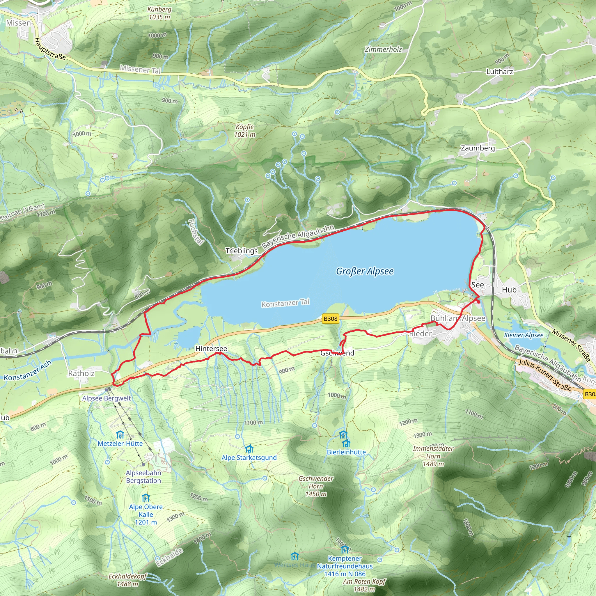 Großer Alpsee Loop via Jakobsweg Tirol mobile static map