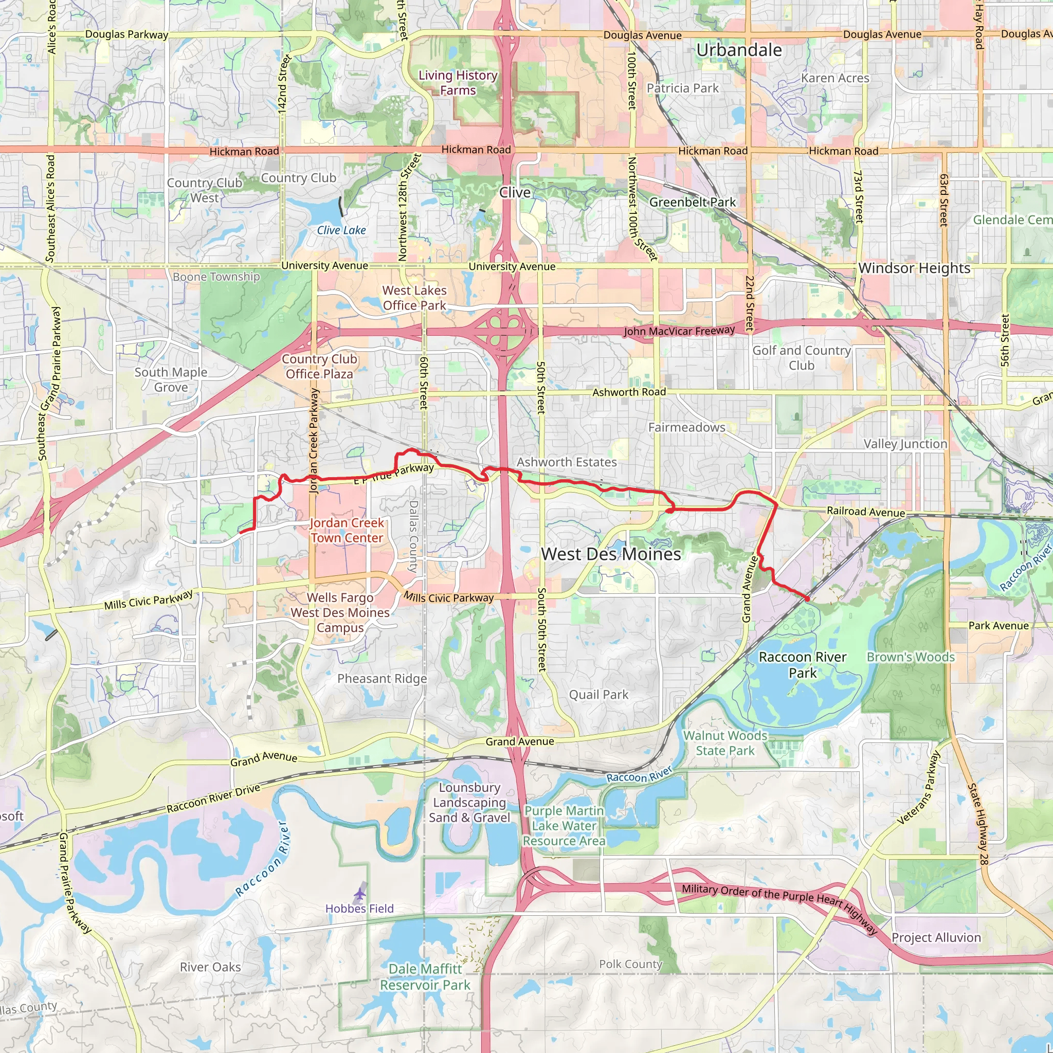 Jordan Creek Trail mobile static map