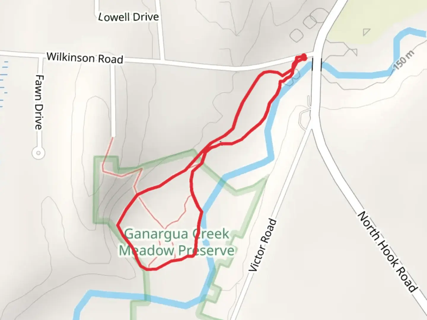 An image depicting the trail Ganargua Creek Loop and its surrounding area.