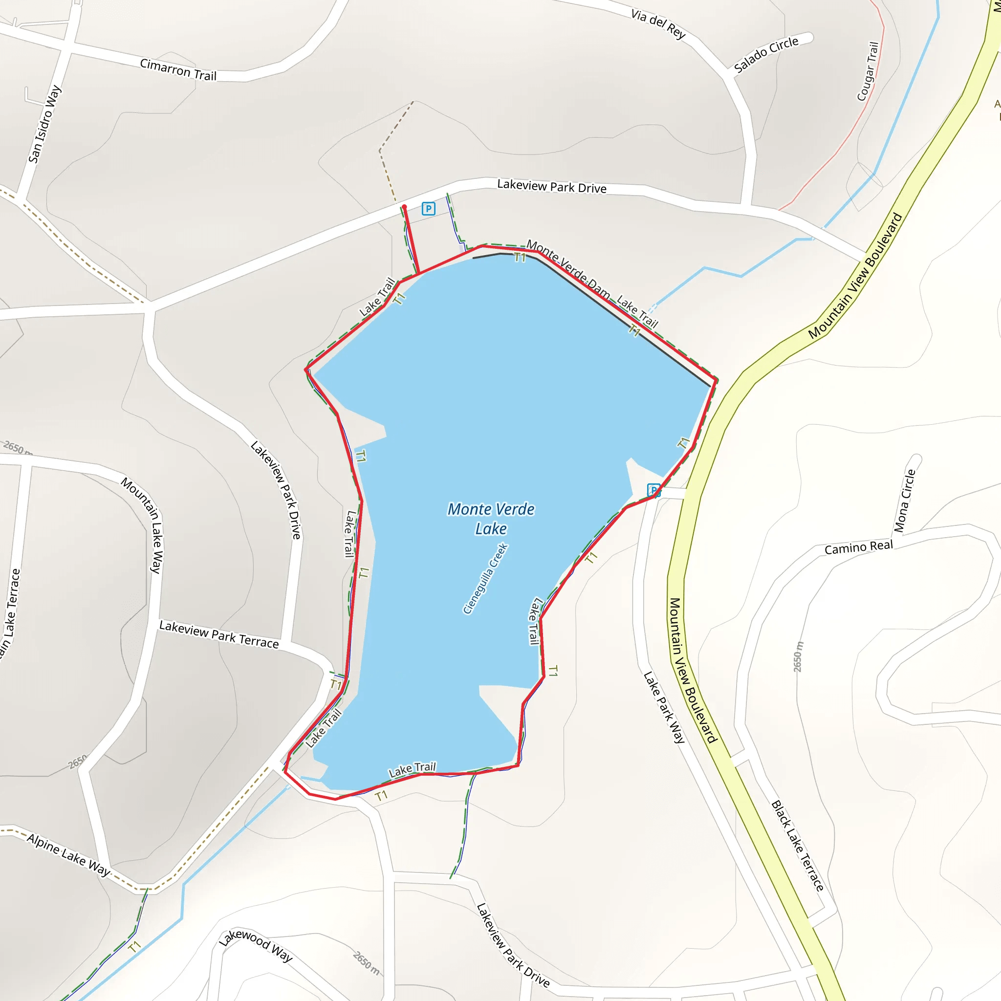 Monte Verde Lake Loop mobile static map