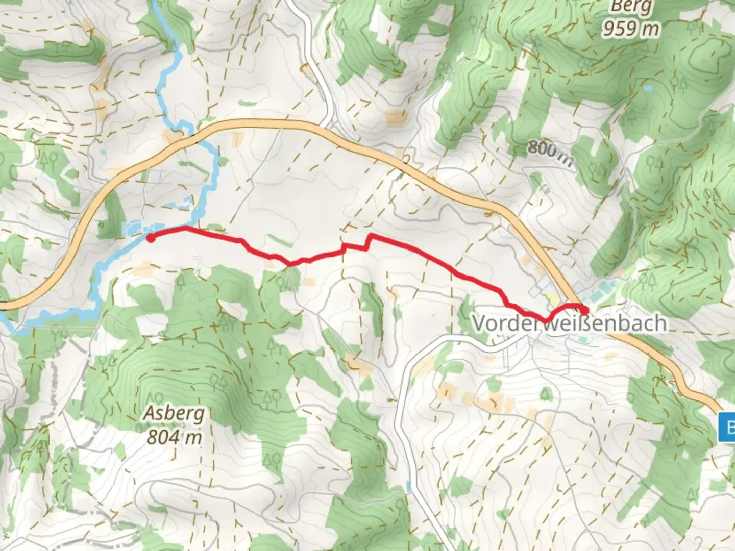 An image depicting the trail 27a Wassersteig and its surrounding area.