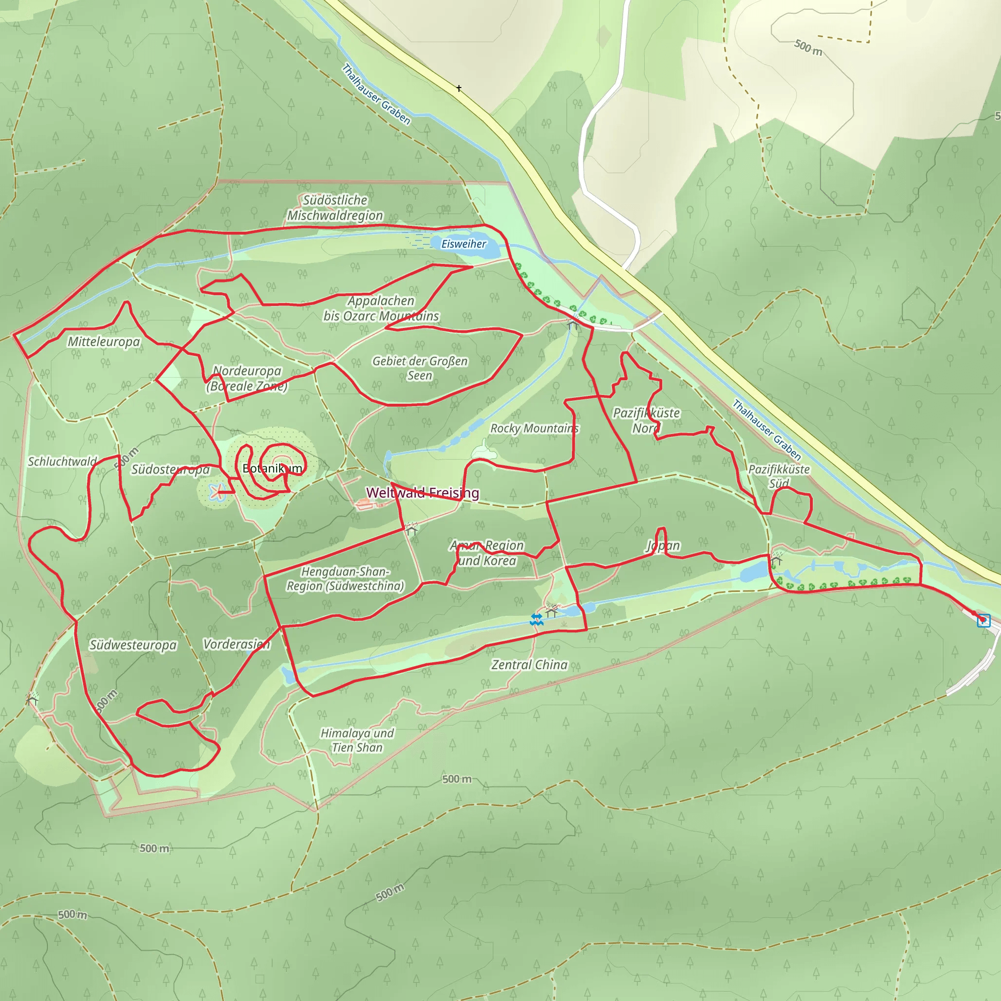 Eisweiher and Botanikum via Themenpfad mobile static map