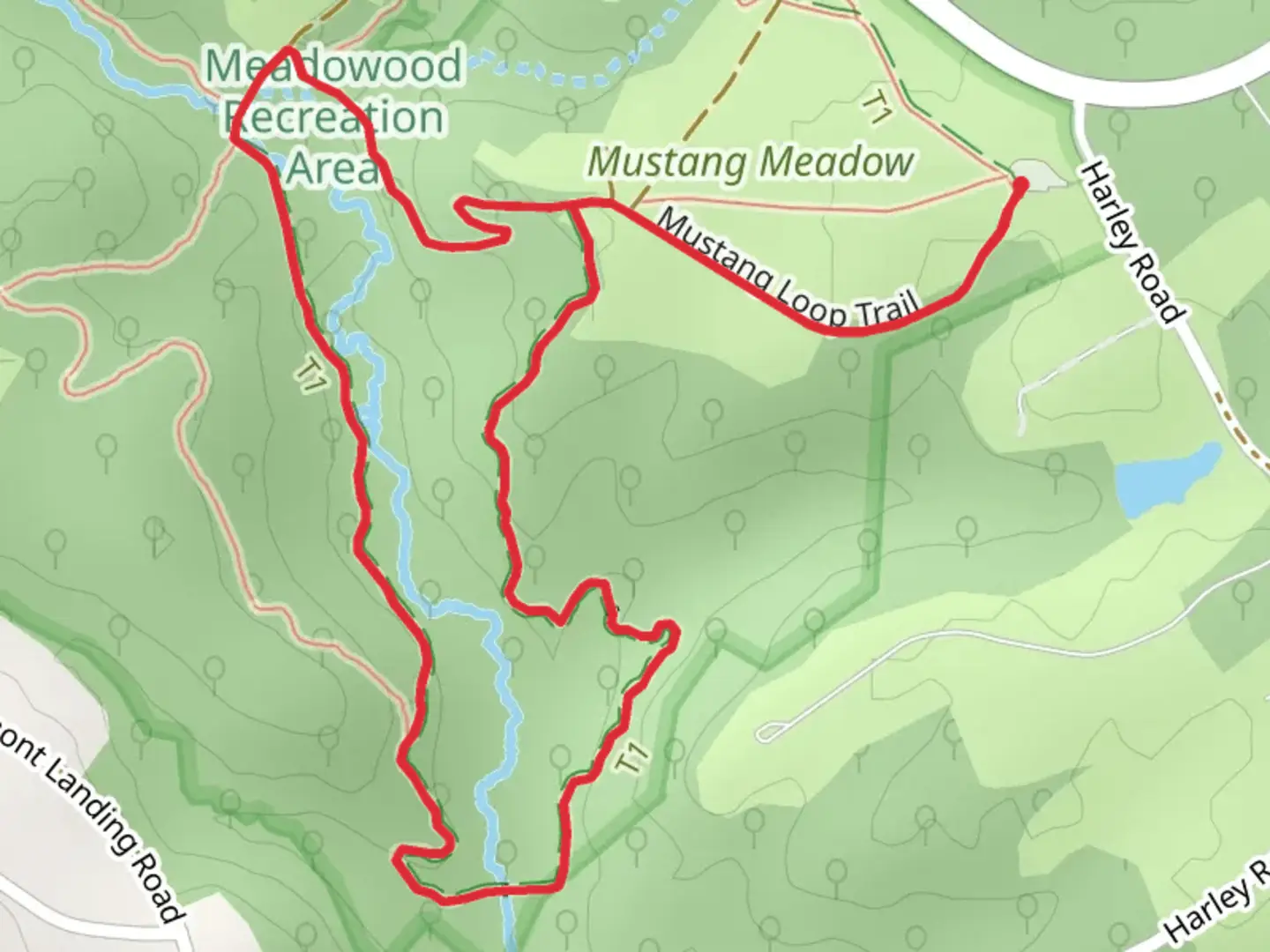 An image depicting the trail Thompson Creek and Mustang Loop Trail and its surrounding area.