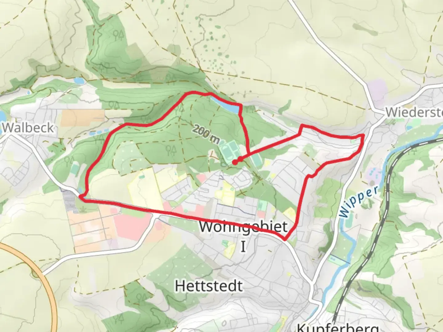An image depicting the trail Walbeck Loop via Ölgrundteich and its surrounding area.