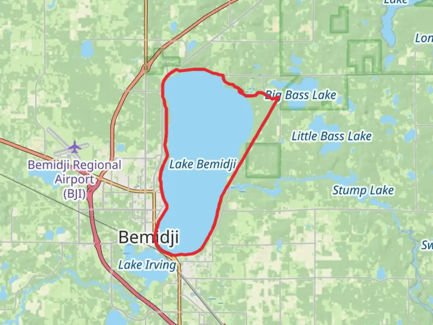 An image depicting the trail Lake Bemidji Loop and its surrounding area.