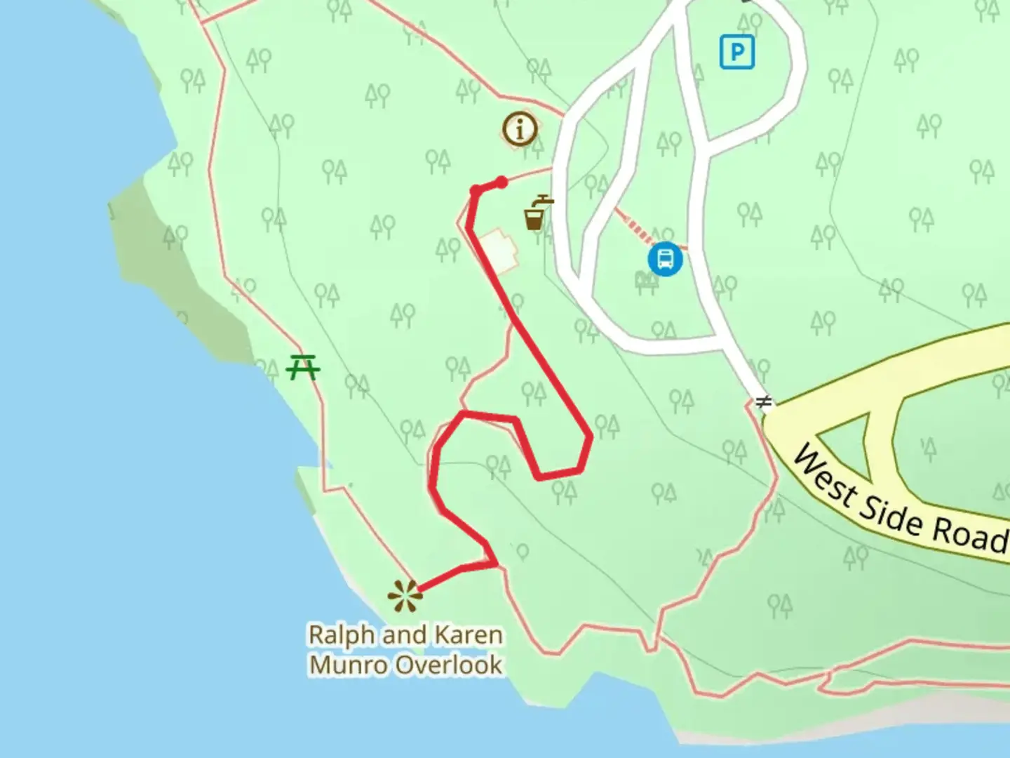 An image depicting the trail Orca Whale Watching Point and its surrounding area.