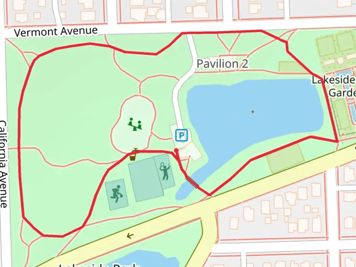 An image depicting the trail Lakeside Park Loop and its surrounding area.