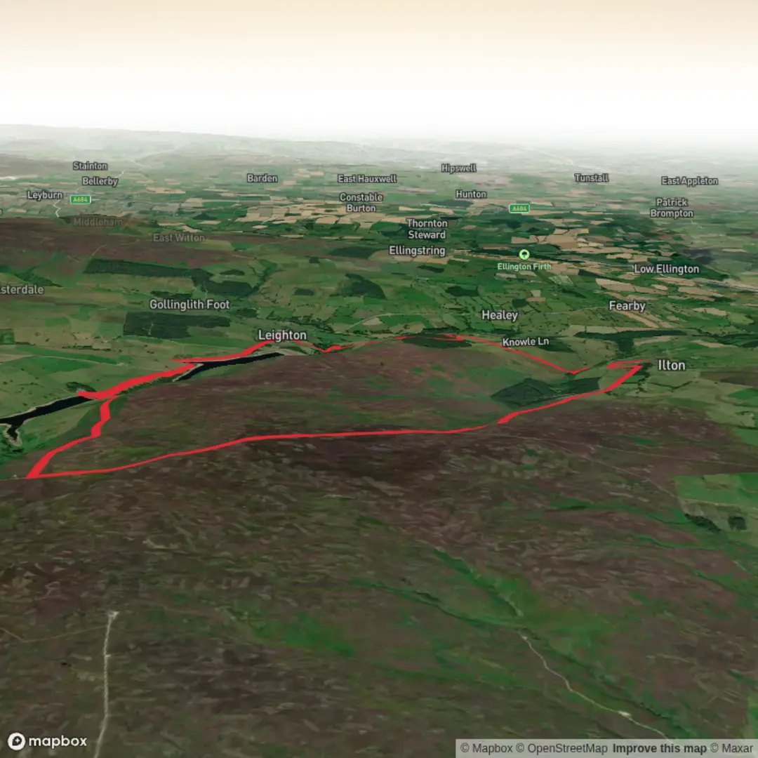 An image depicting the trail Leighton resevoir and its surrounding area.