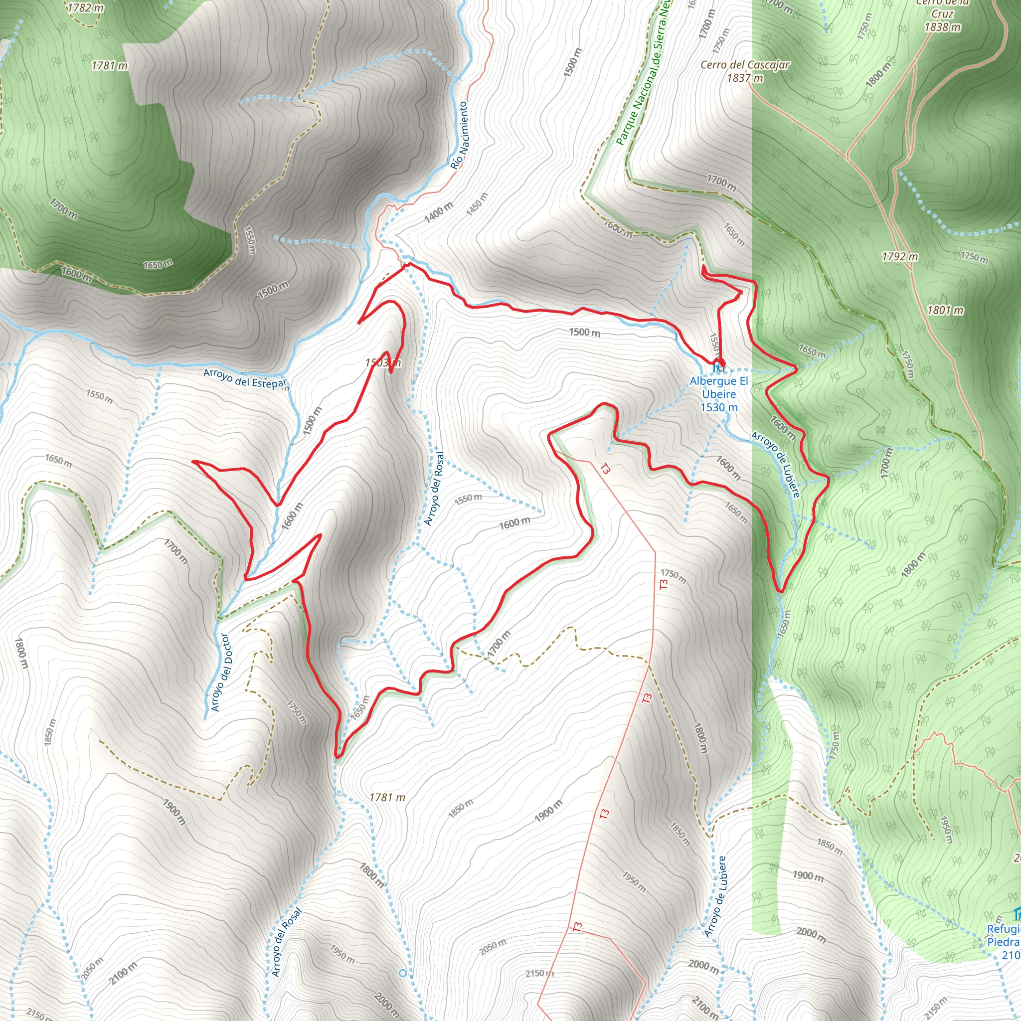 El Ubeire - Loma del Rosal - Meseta Campana mobile static map