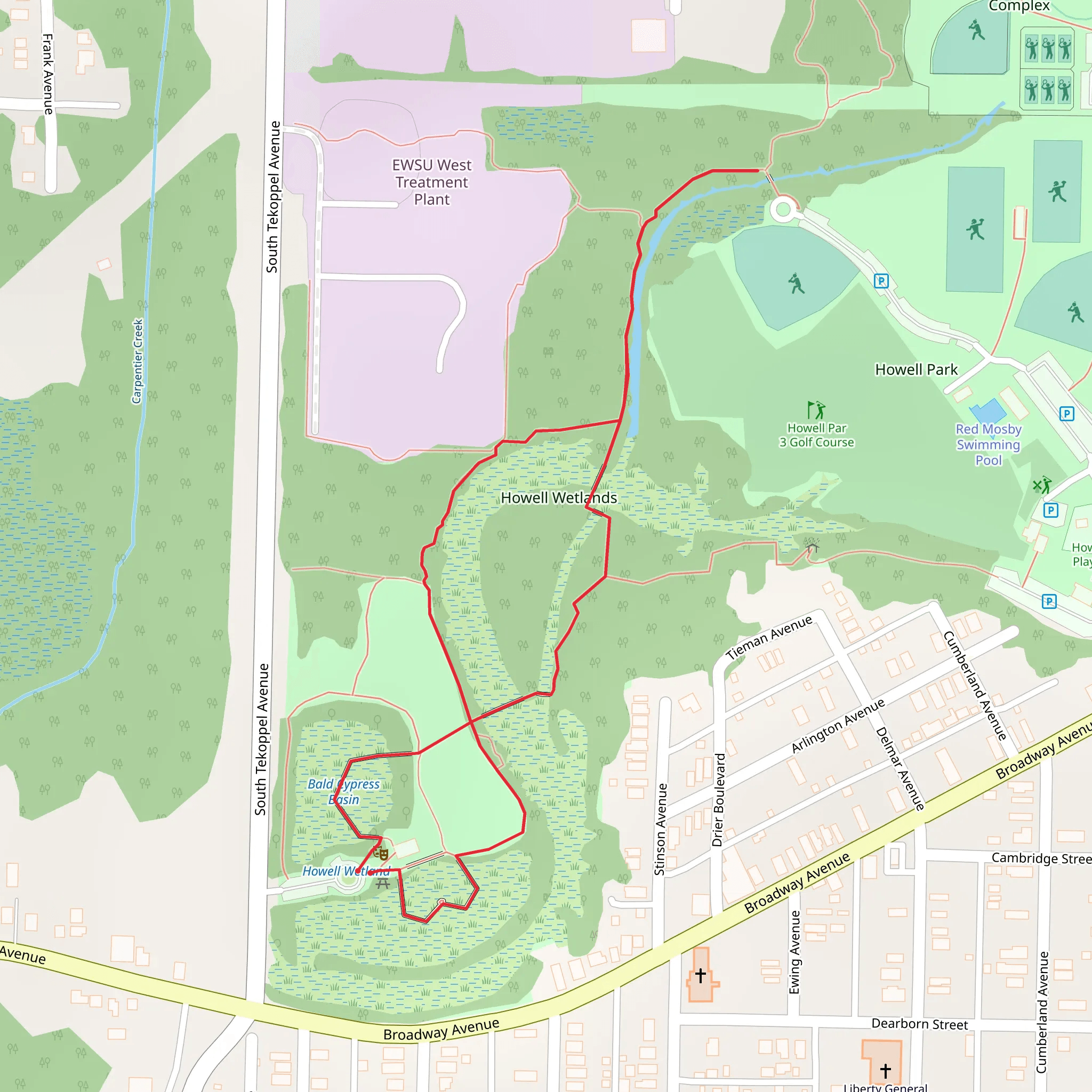 Howell Wetlands Loop mobile static map