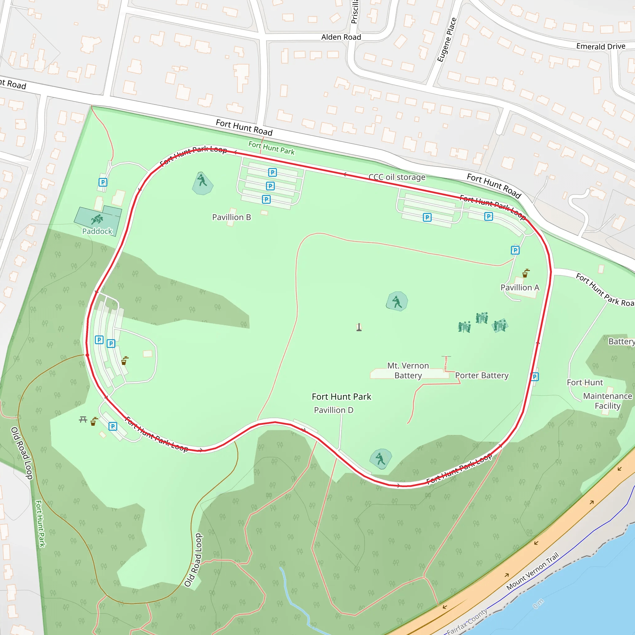 Fort Hunt Park Loop mobile static map