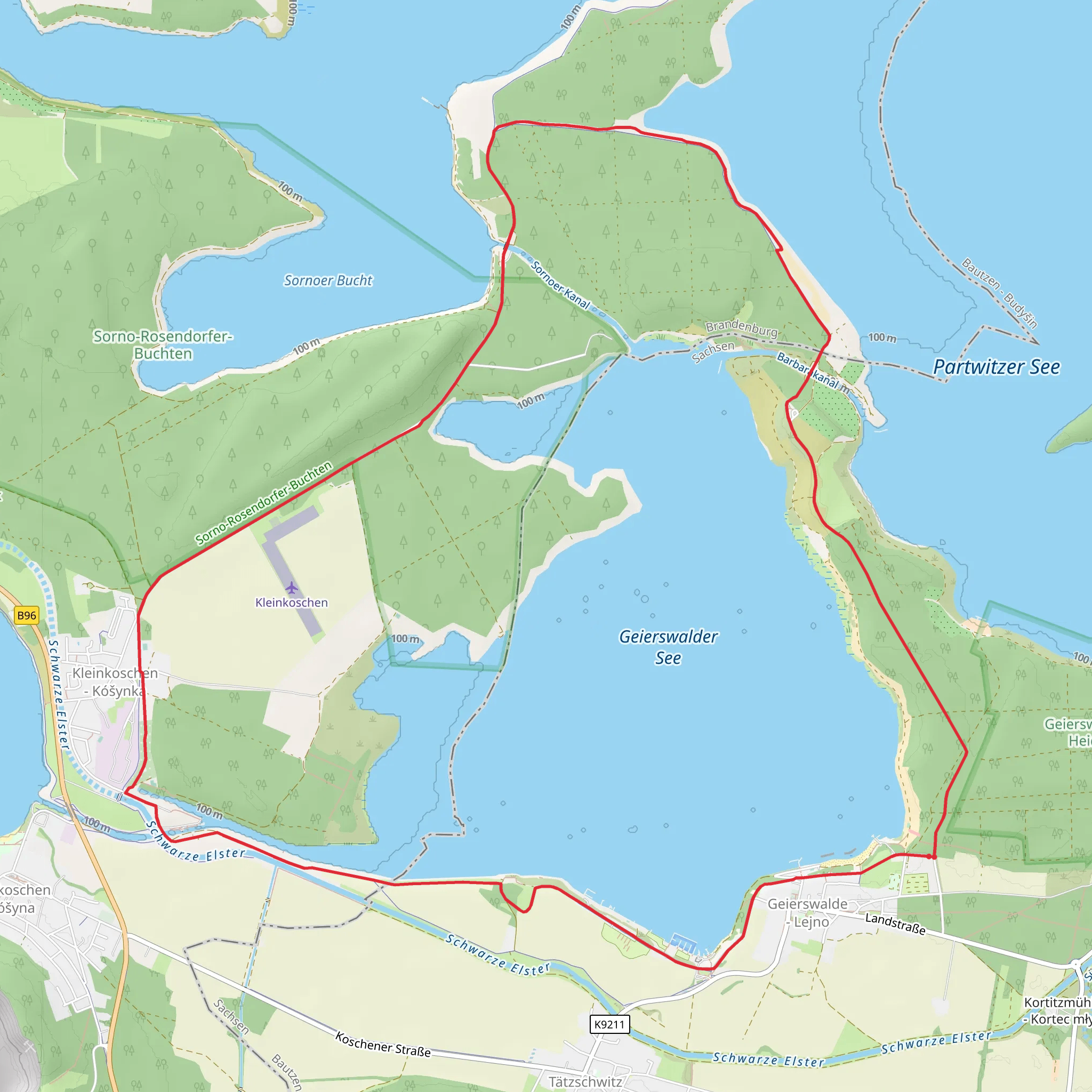 Geierswalder See Loop mobile static map