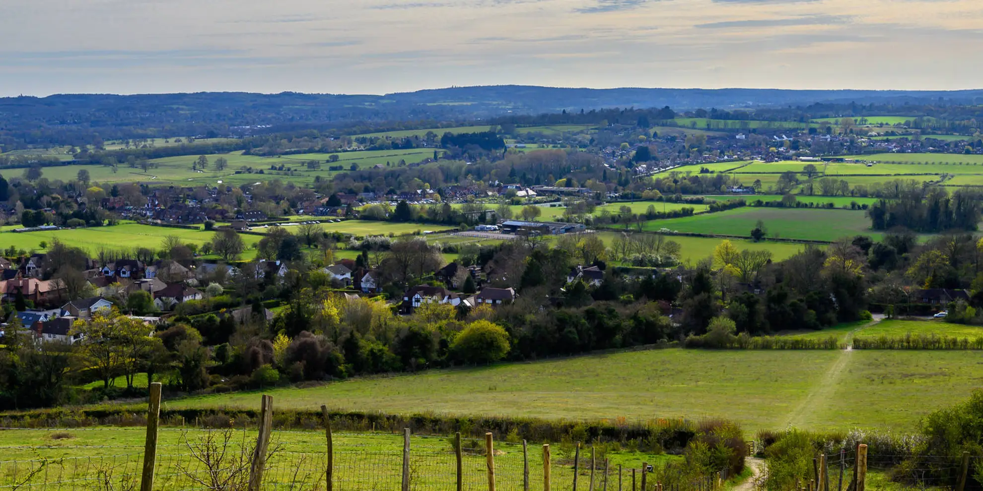 An image depicting the trail Otford - Romney Street and Woodlands from Badger's Mount and its surrounding area.