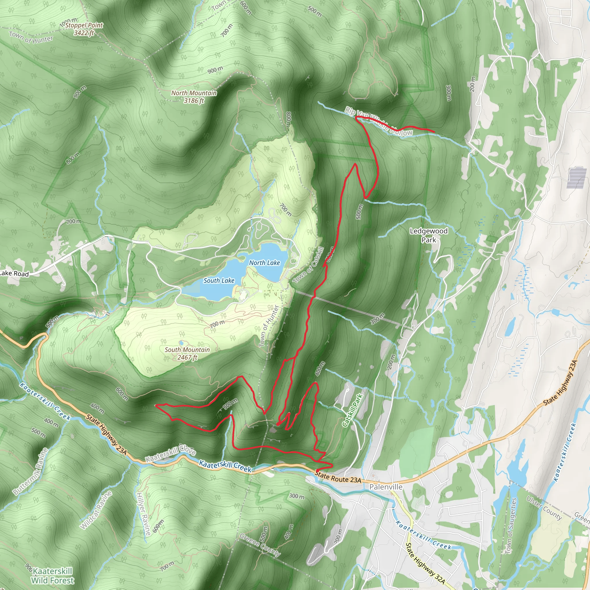 Mountain House Turnpike via Long Path - Greene County Trail mobile static map