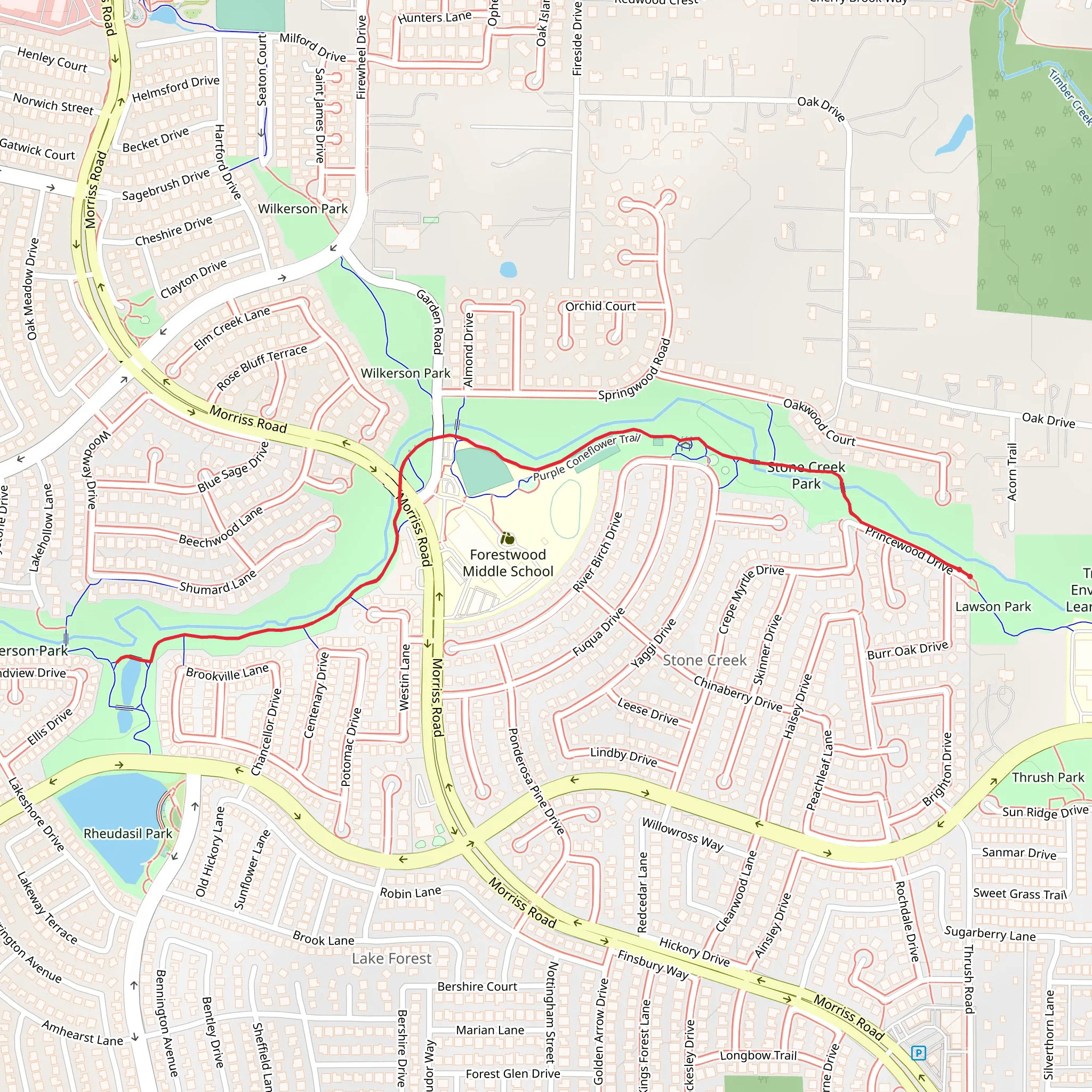 Stone Creek Park and Wilkerson Park mobile static map