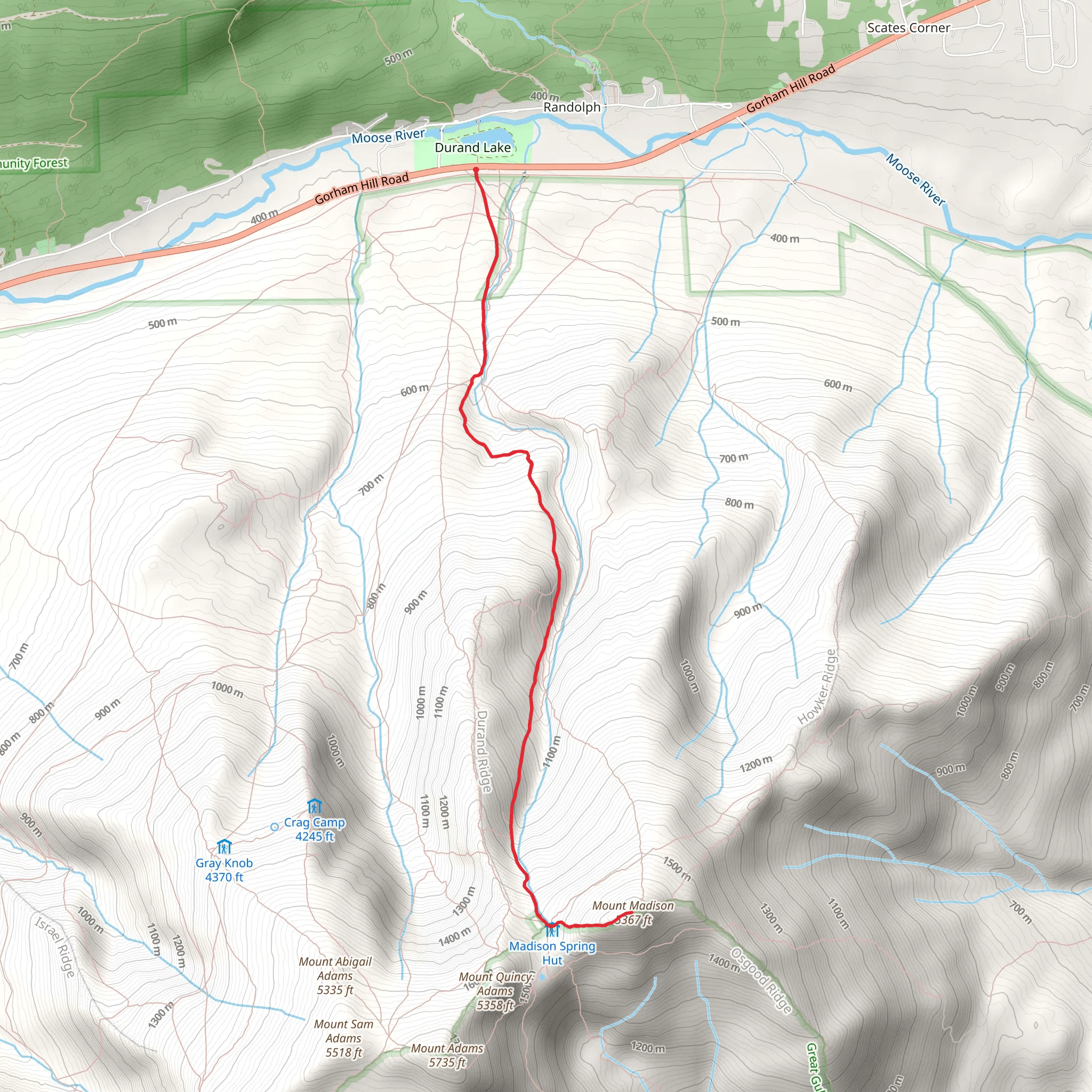 Mount Madison Trail via Valley Way mobile static map