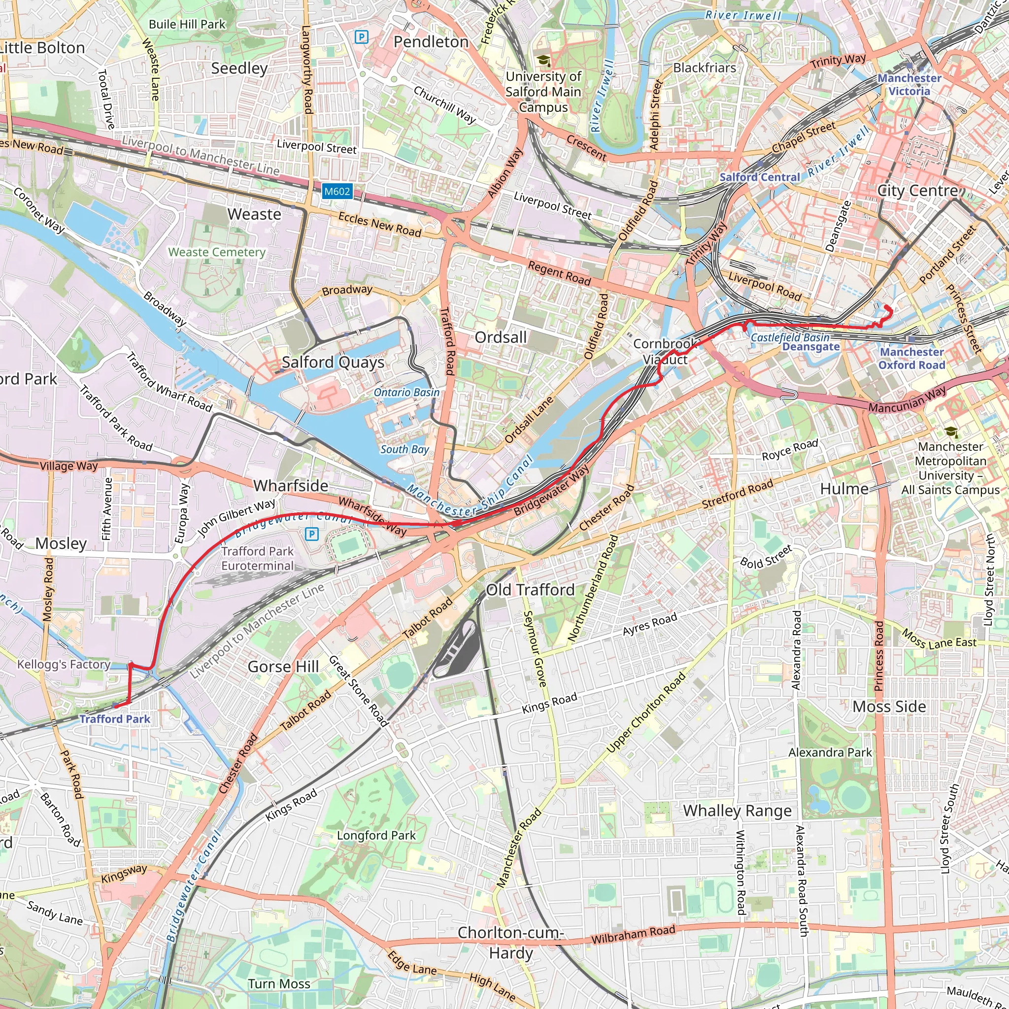 Bridgewater Canal and Trafford Park mobile static map
