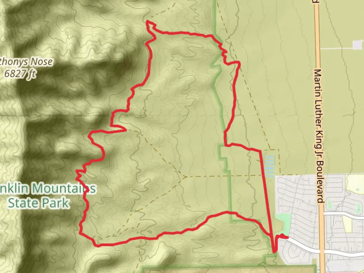 An image depicting the trail Sotol Forest Loop and its surrounding area.