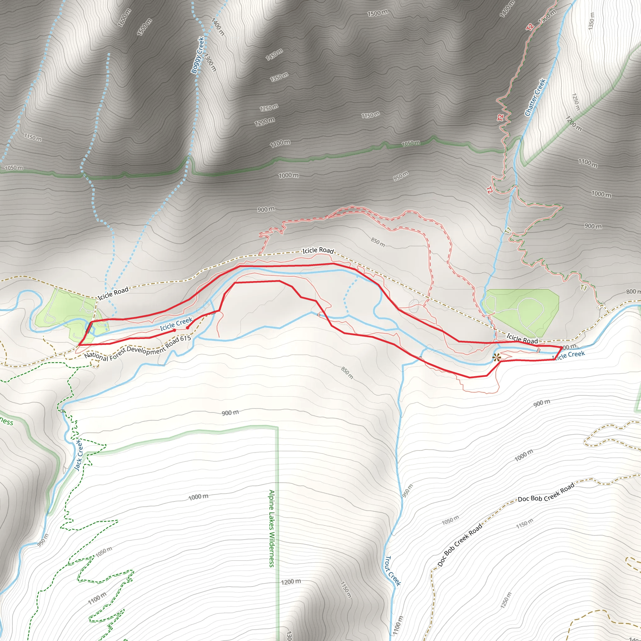 Icicle Gorge Trail mobile static map