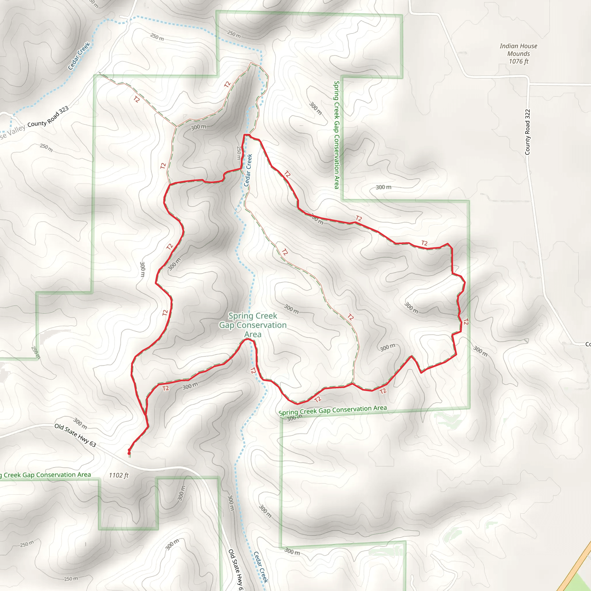 Spring Creek Gap Conservation Area Loop Trail mobile static map