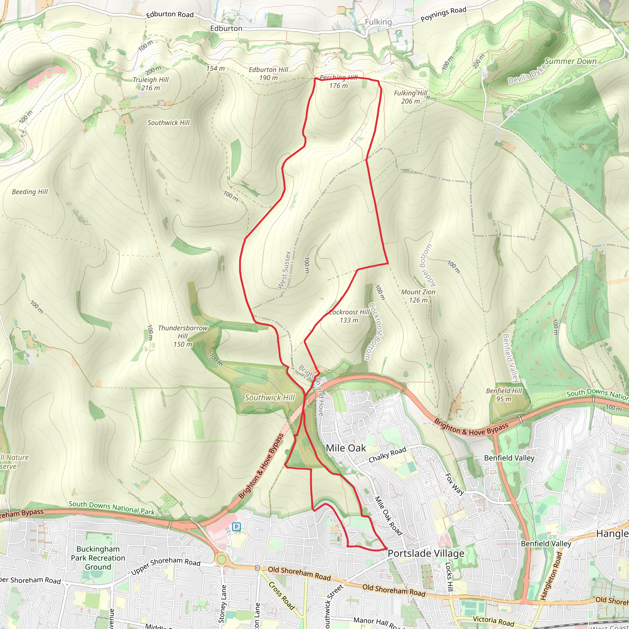 Sussex Border Path, Tenant Hill and Perching Hill Loop mobile static map
