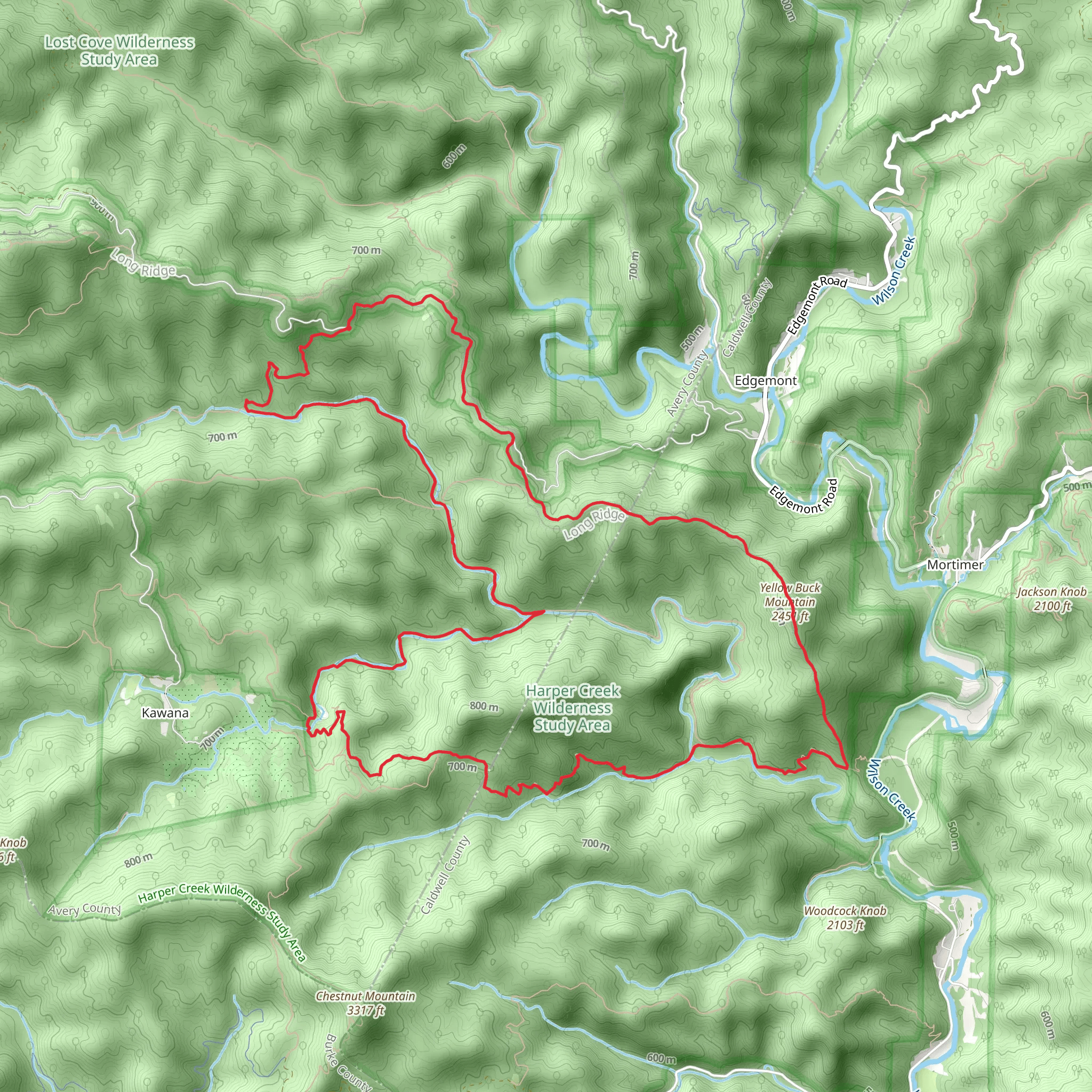 North Harper Shortcut, Raider Camp Trail and Yellow Buck Mountain Loop mobile static map