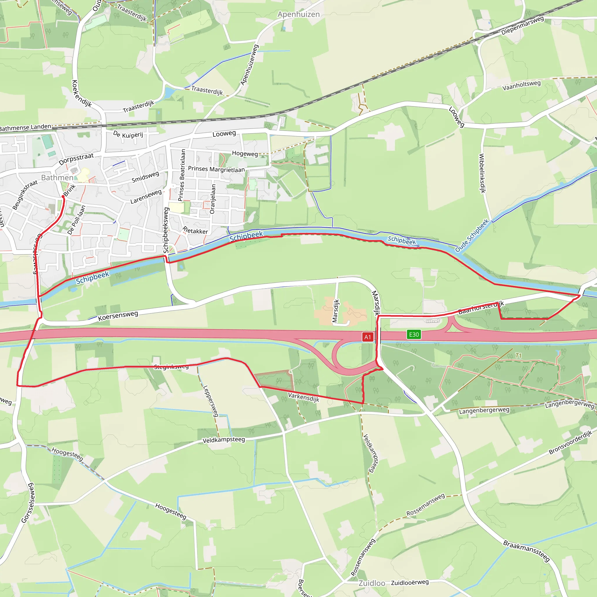 Schipbeek via Schipbeekpad and Steginks Weg mobile static map